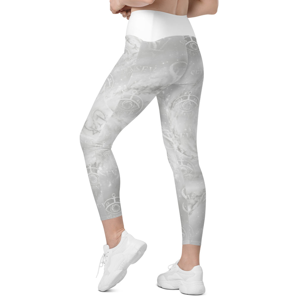 LUXURY WHITE LEGGINGS WITH POCKETS — CORE VEIL OFF-WHITE — alternate view 7 of 7