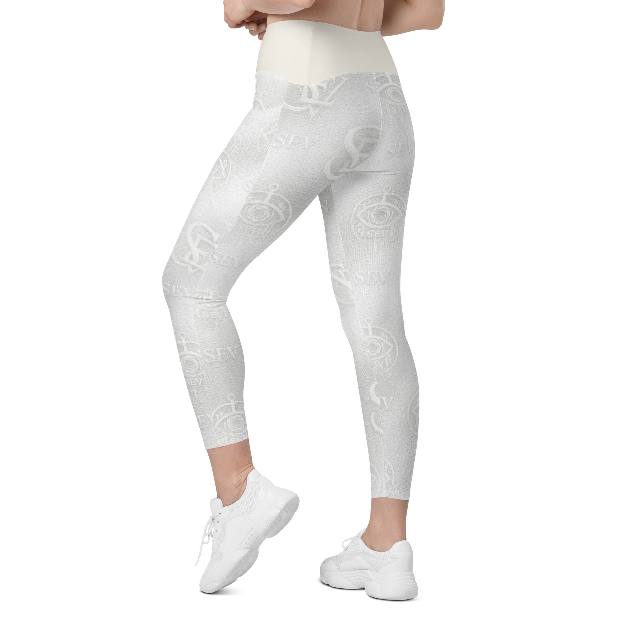 IMPERIAL IVORY LEGGINGS WITH POCKETS — SILENT MONOGRAM VEIL — alternate view 7 of 7