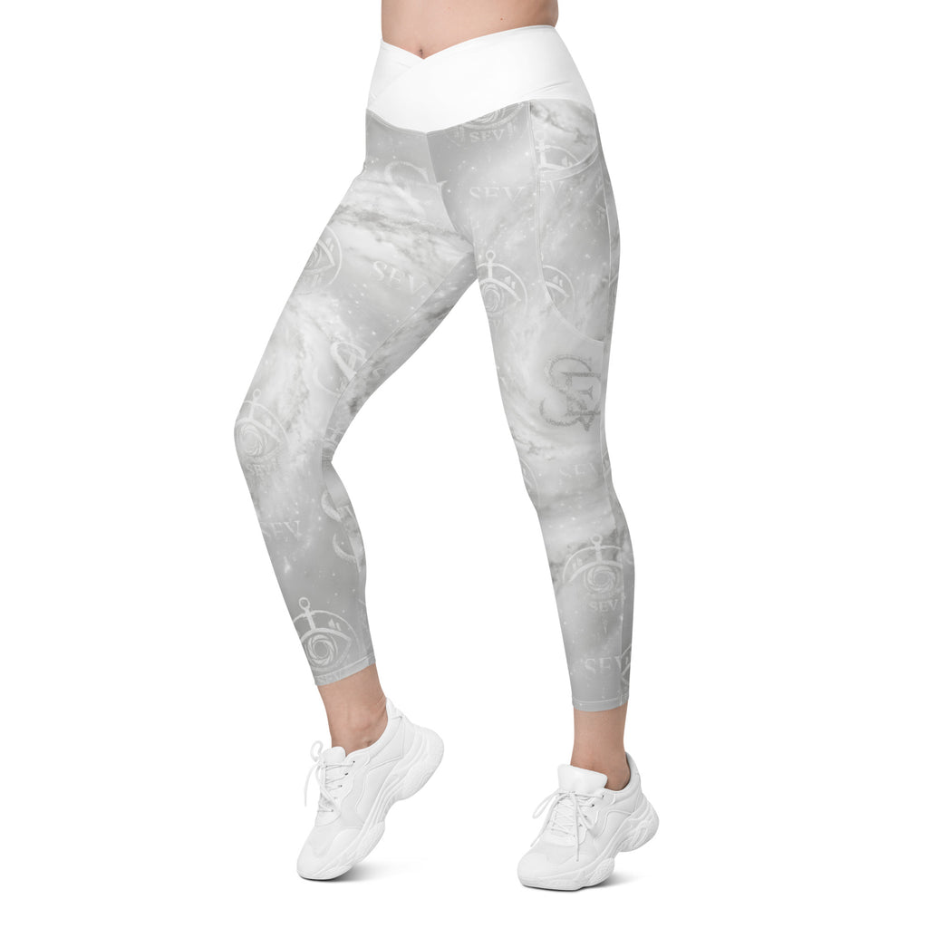 LUXURY WHITE LEGGINGS WITH POCKETS — CORE VEIL OFF-WHITE — alternate view 1 of 7