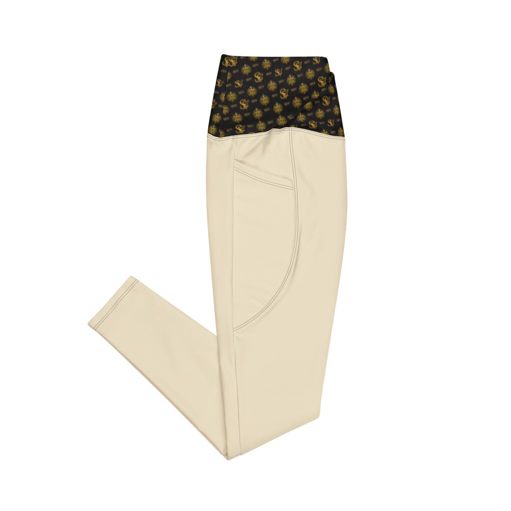 CHAMPAGNE LIGHT LEGGINGS WITH POCKETS — ECLIPSE NOIR GOLD CREST — alternate view 2 of 4