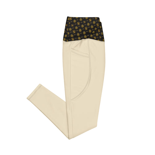 CHAMPAGNE LIGHT LEGGINGS WITH POCKETS — ECLIPSE NOIR GOLD CREST — alternate view 2 of 4