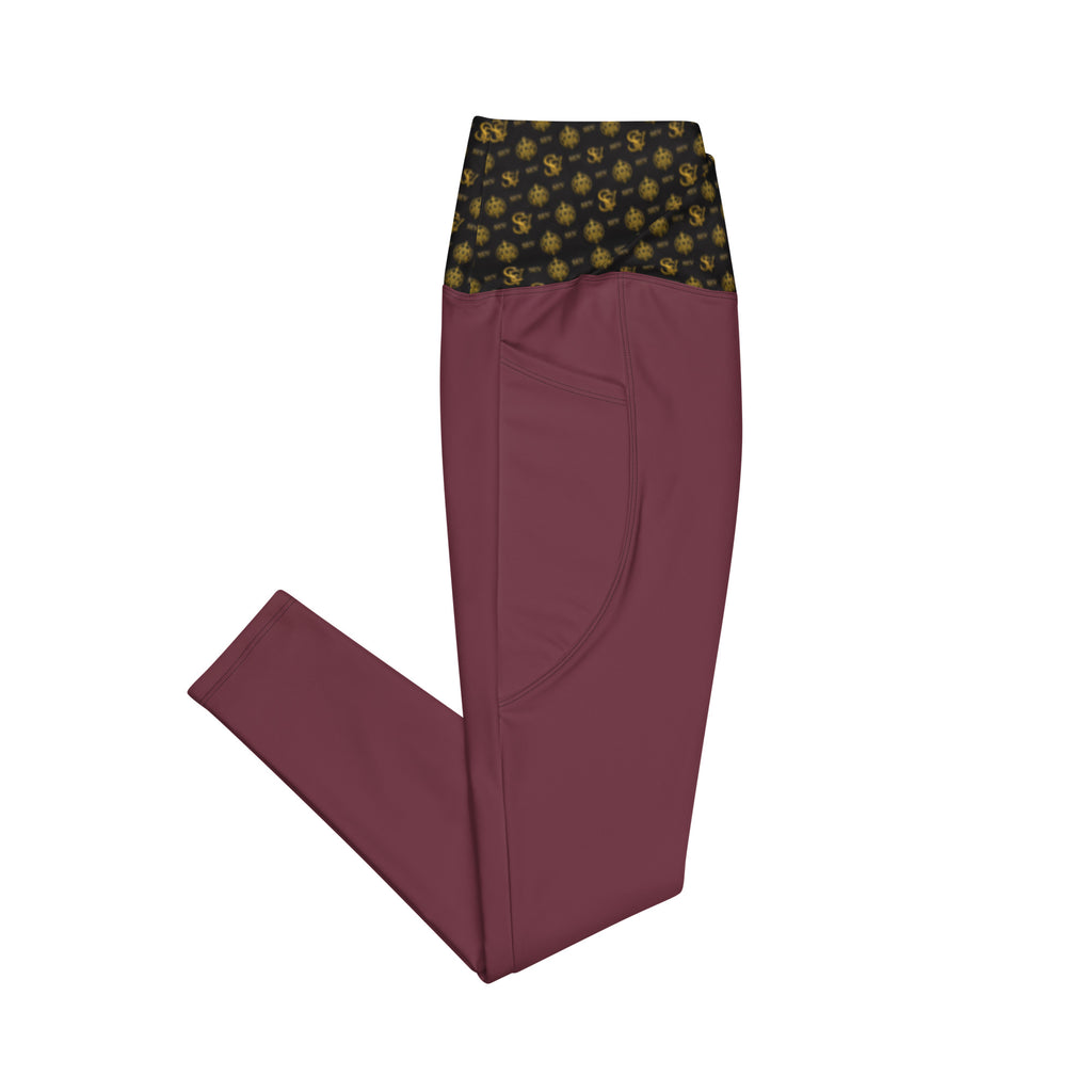 Rose Aurora Leggings with Pockets — Eclipse Noir Gold Crest — Waistband Edition — alternate view 2 of 4