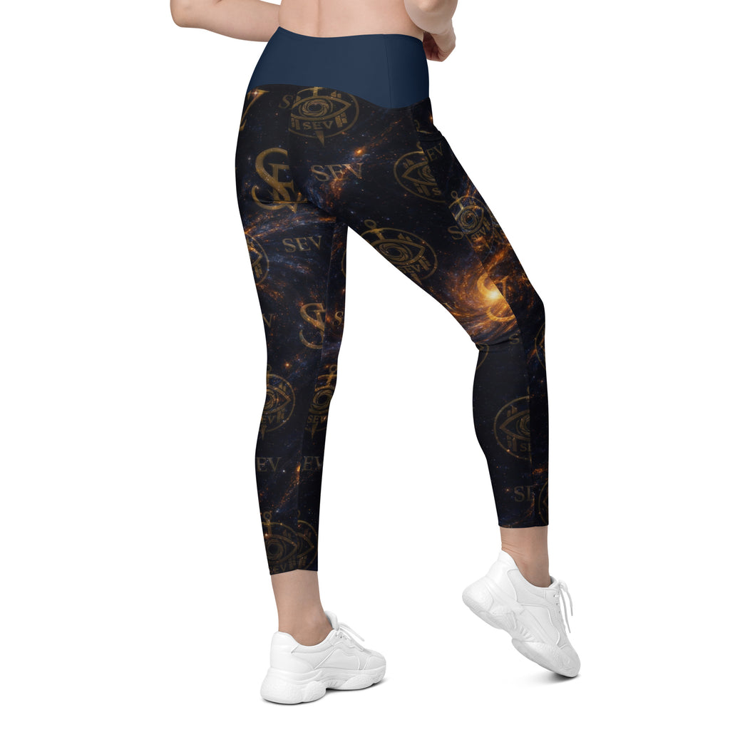 LUXURY BLUE LEGGINGS WITH POCKETS — ASTRAL CORE VEIL — alternate view 3 of 7