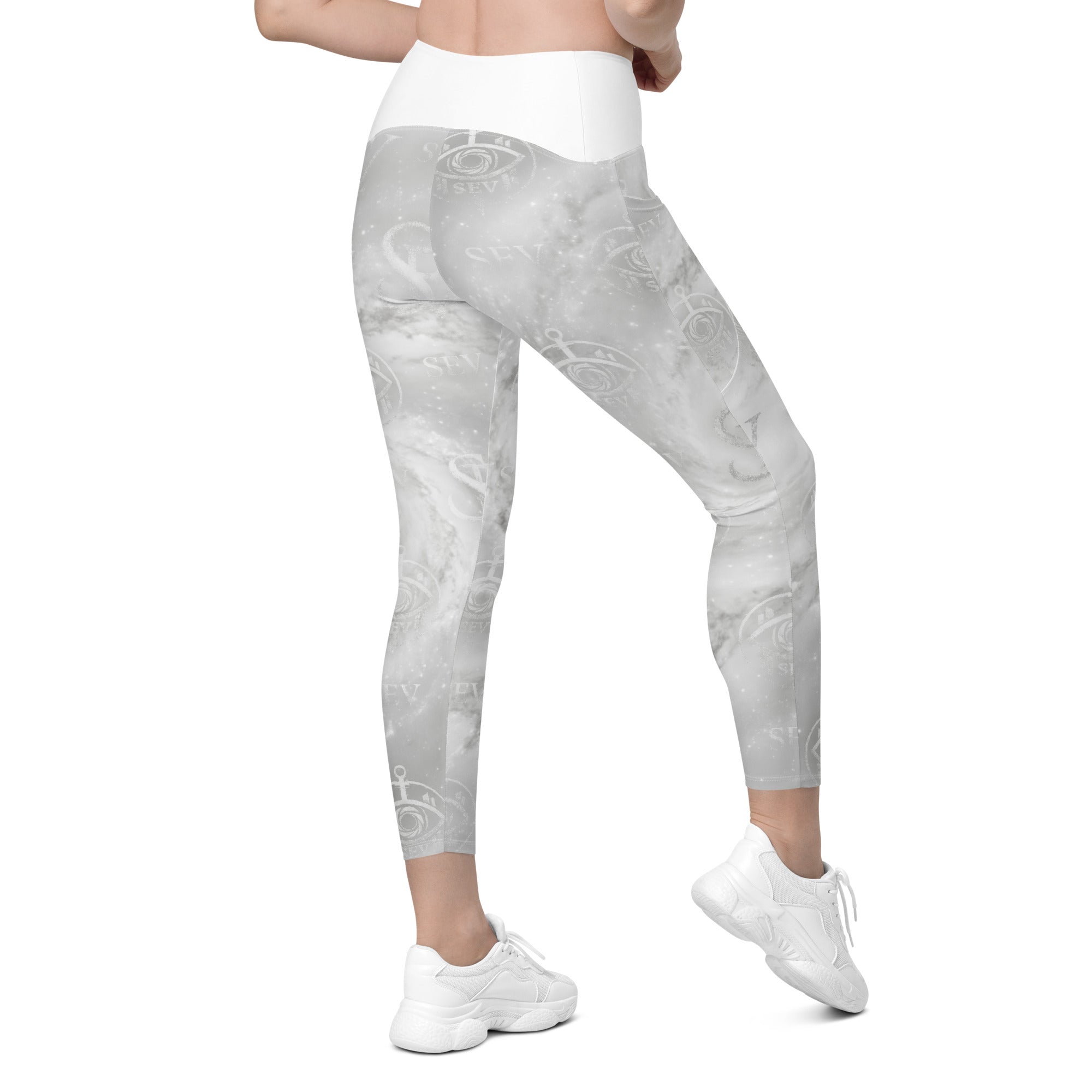 LUXURY WHITE LEGGINGS WITH POCKETS — CORE VEIL OFF-WHITE — alternate view 3 of 7