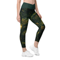 LUXURY EMERALD LEGGINGS WITH POCKETS — VERDANT NEBULA VEIL — alternate view 2 of 7