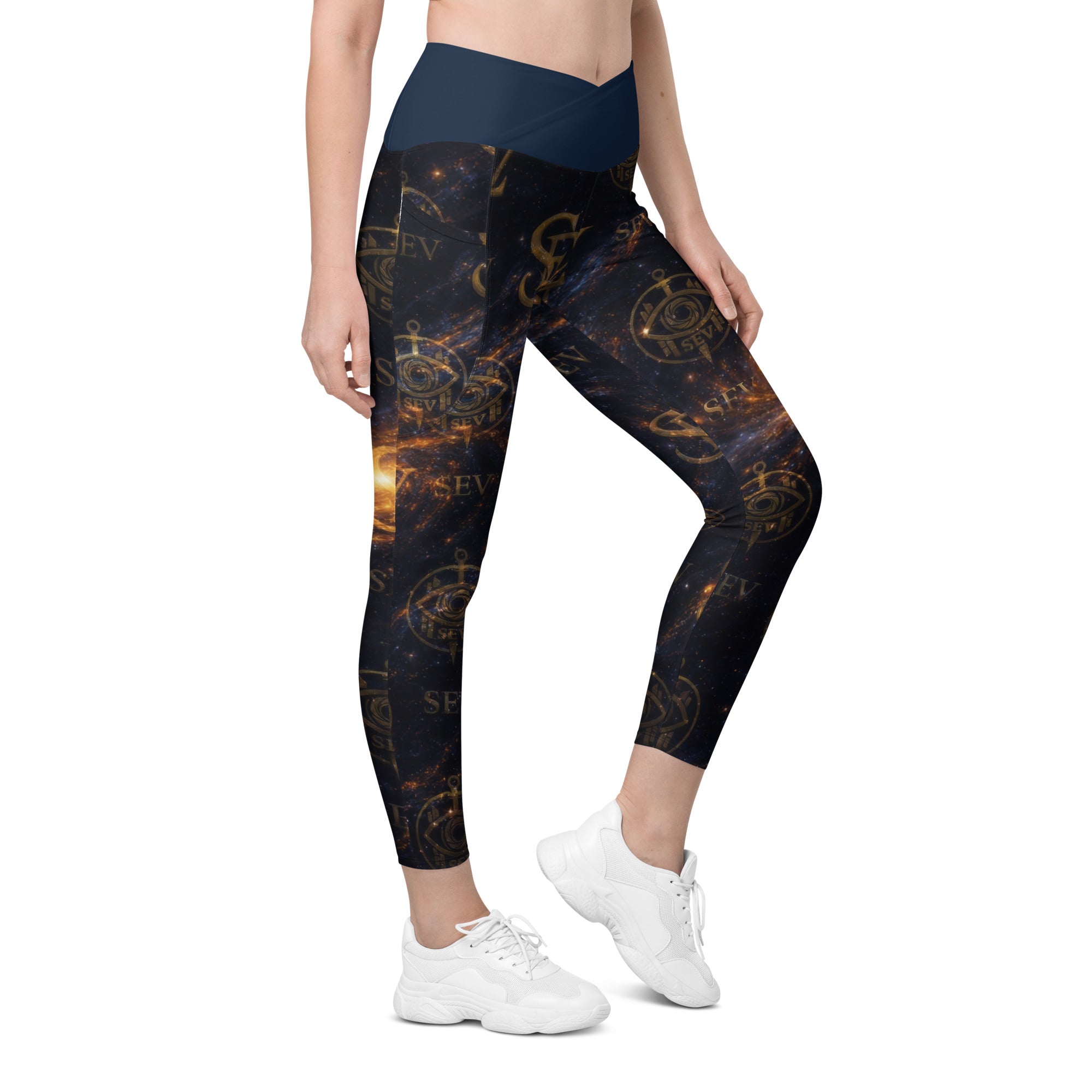 LUXURY BLUE LEGGINGS WITH POCKETS — ASTRAL CORE VEIL — alternate view 2 of 7