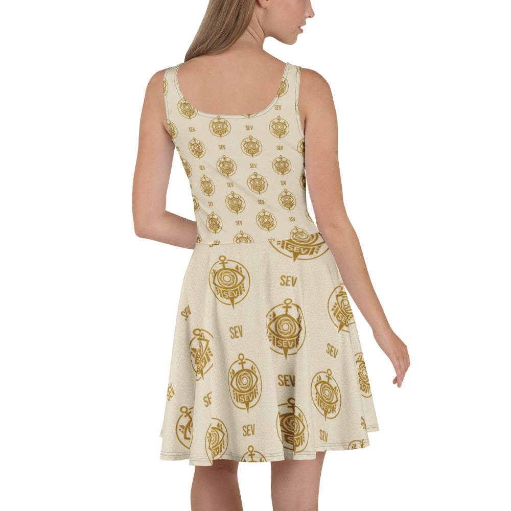 All-Over Print Skater Dress – GoldCream Framework Edition — alternate view 7 of 9