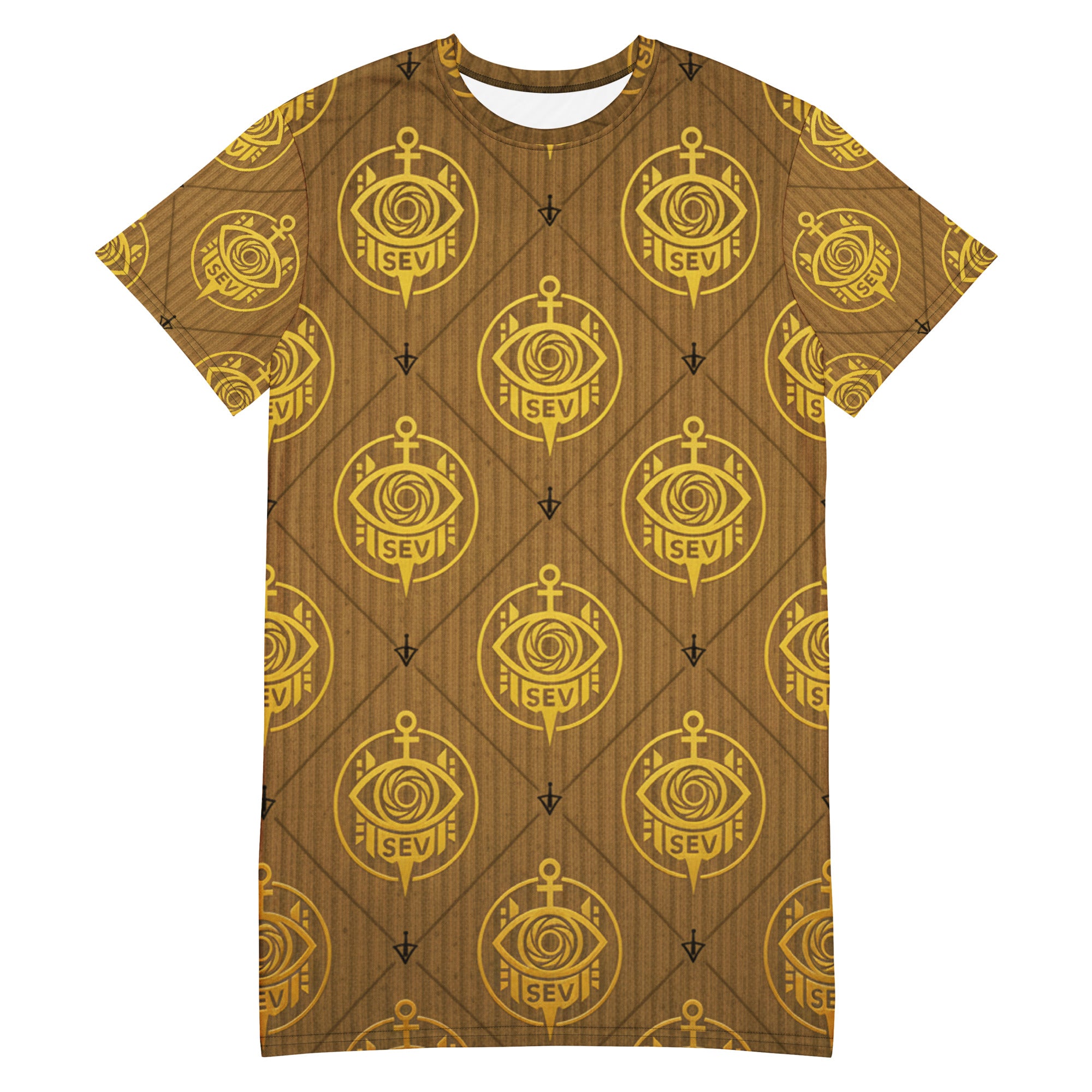All-Over Print T-Shirt Dress – GoldAnchor Crestline Edition — alternate view 4 of 5