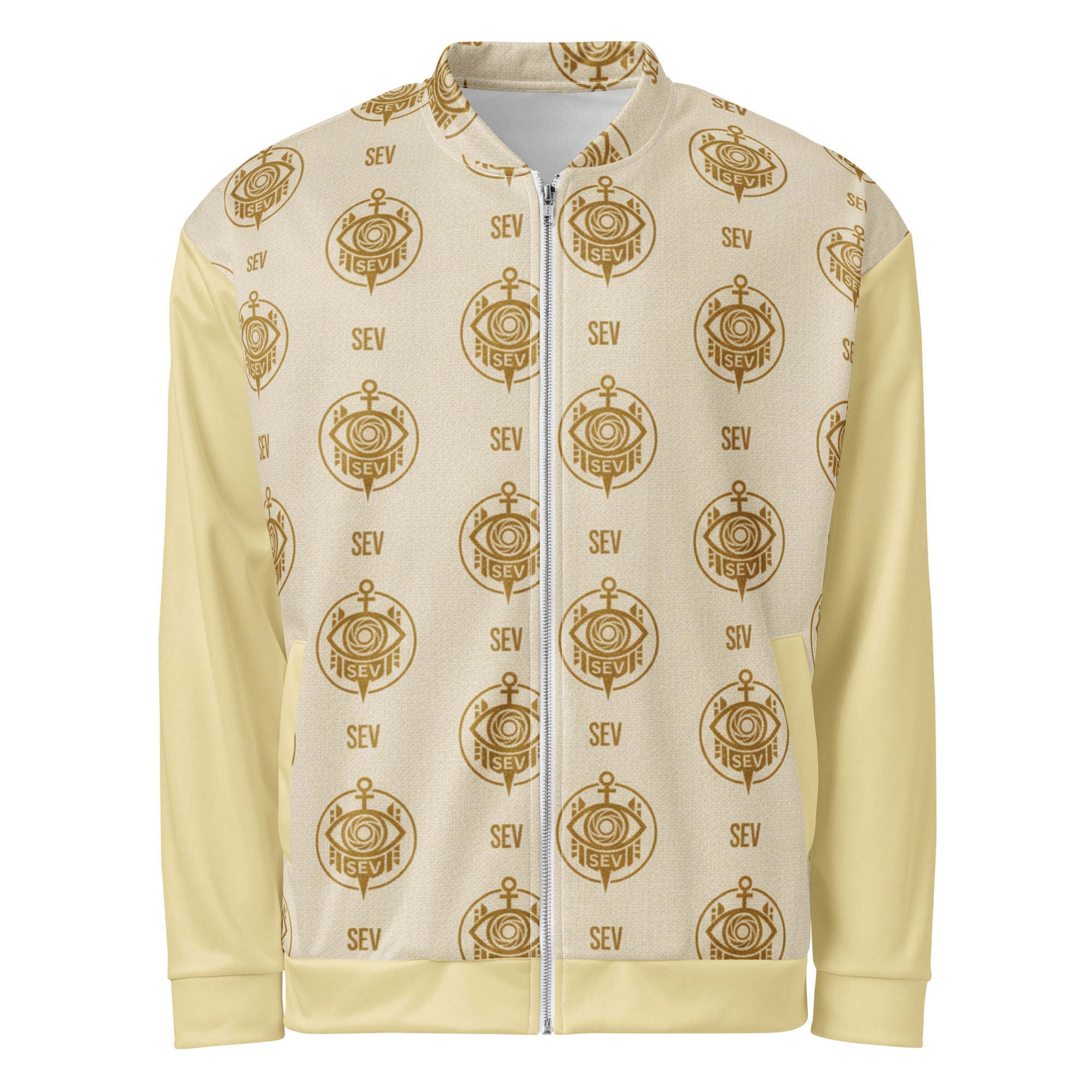 SEV GoldCream Monogram All-Over Print Unisex Bomber Jacket — Capsule Collector’s Edition — alternate view 5 of 8