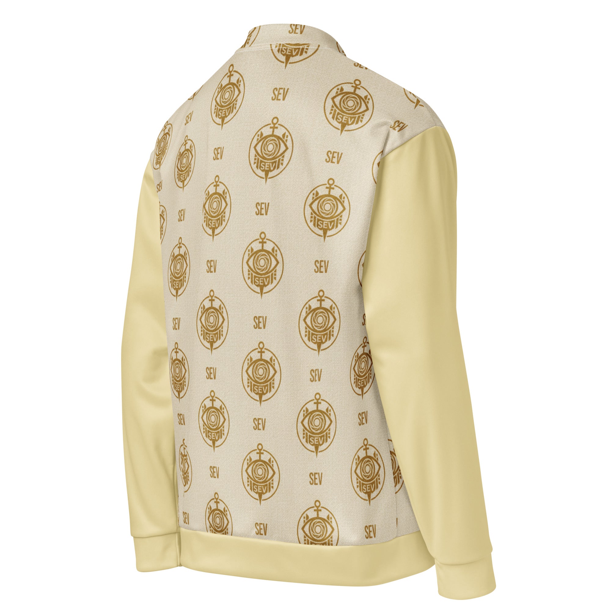 SEV GoldCream Monogram All-Over Print Unisex Bomber Jacket — Capsule Collector’s Edition — alternate view 8 of 8