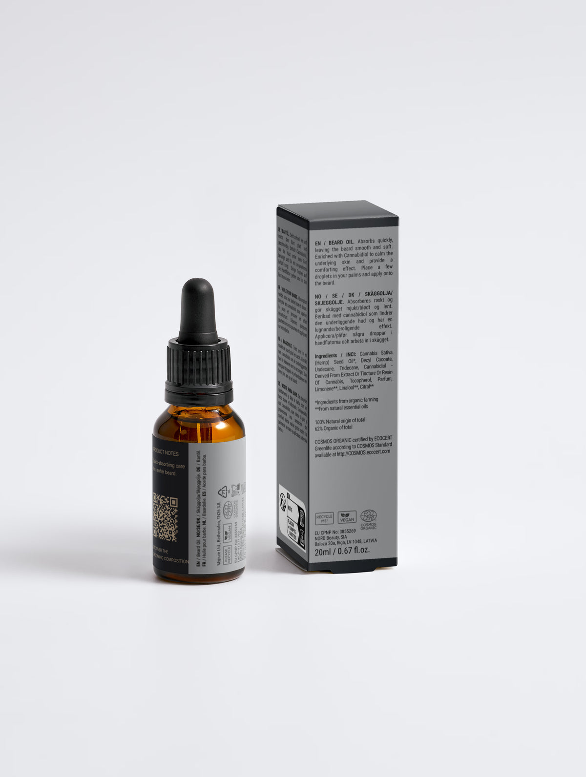 Softening Beard Oil reverse packaging and product information
