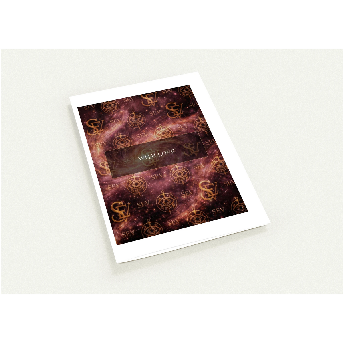 Blush Nebula and antique-gold With Love greeting card set
