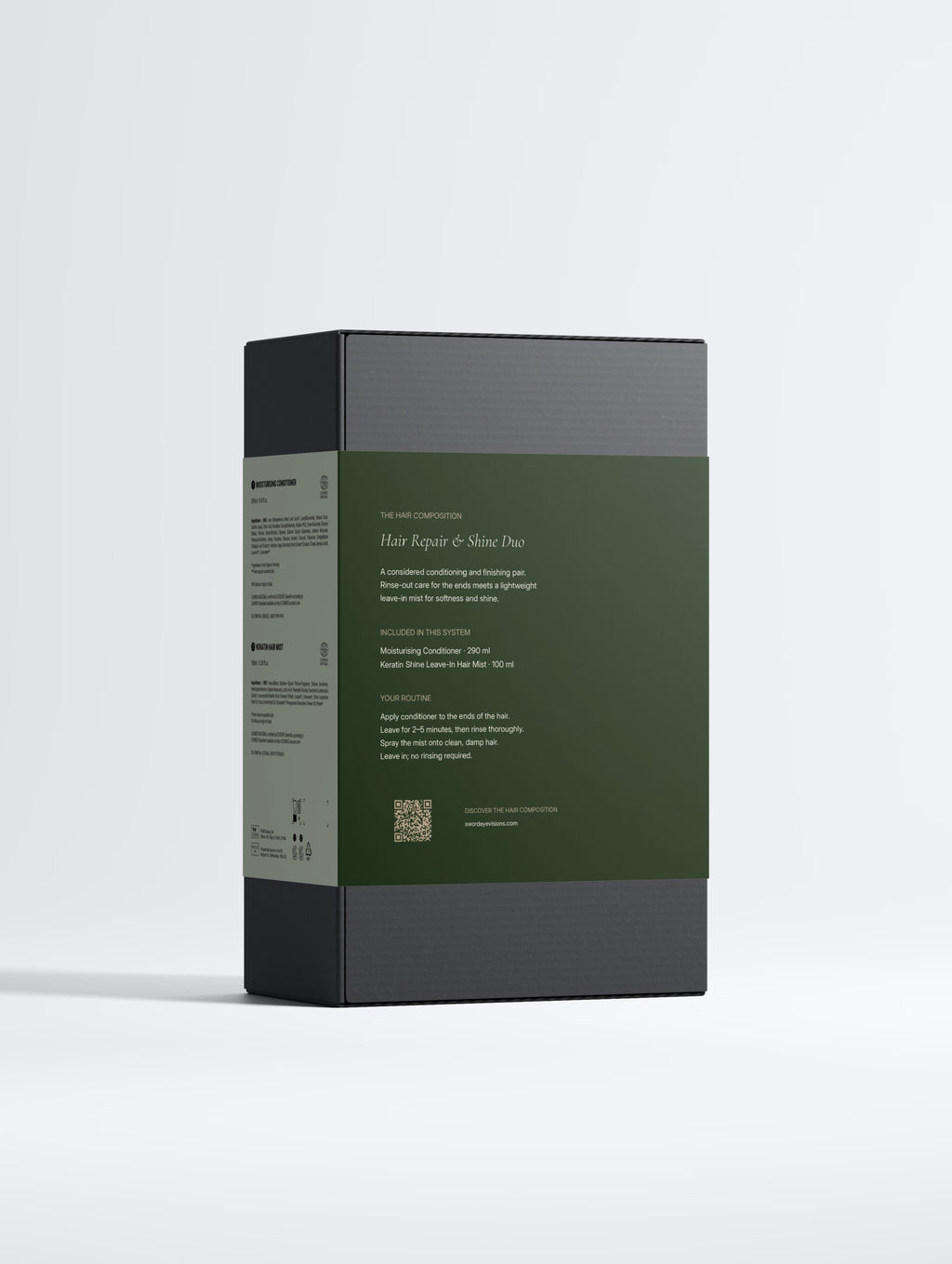 Hair Repair & Shine Duo box, rear view with routine and product information