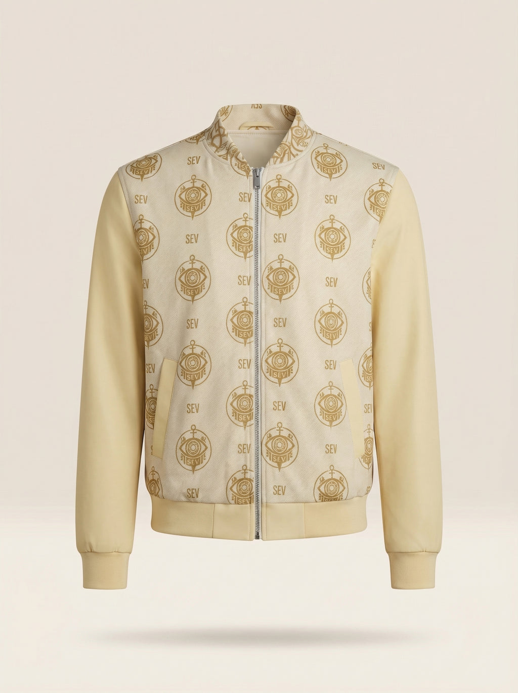SEV GoldCream Monogram All-Over Print Unisex Bomber Jacket — Capsule Collector’s Edition — alternate view 1 of 8