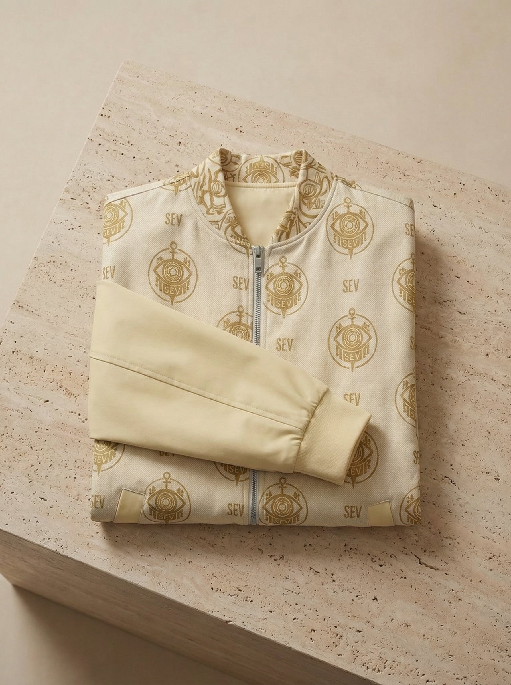 SEV GoldCream Monogram All-Over Print Unisex Bomber Jacket — Capsule Collector’s Edition — alternate view 4 of 8