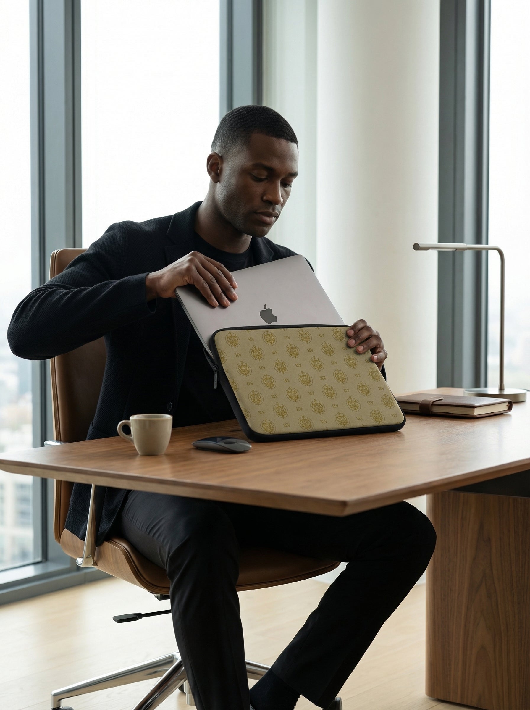 SEV GoldCream Monogram Laptop Sleeve – Matte Black Edition — alternate view 2 of 5