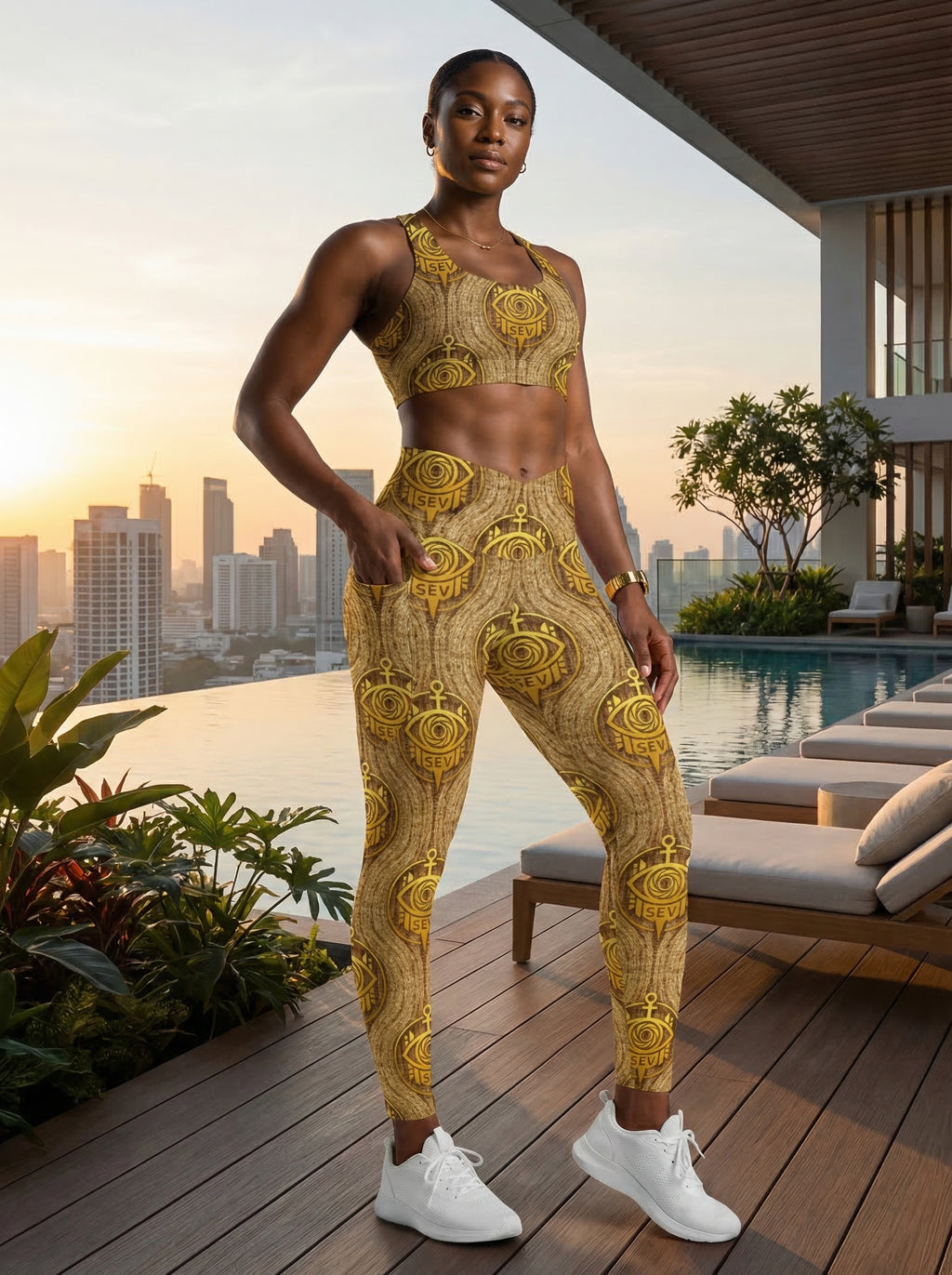 SEV GoldCream KnitWave Leggings with Pockets — Conscious Capsule Edition — alternate view 1 of 5