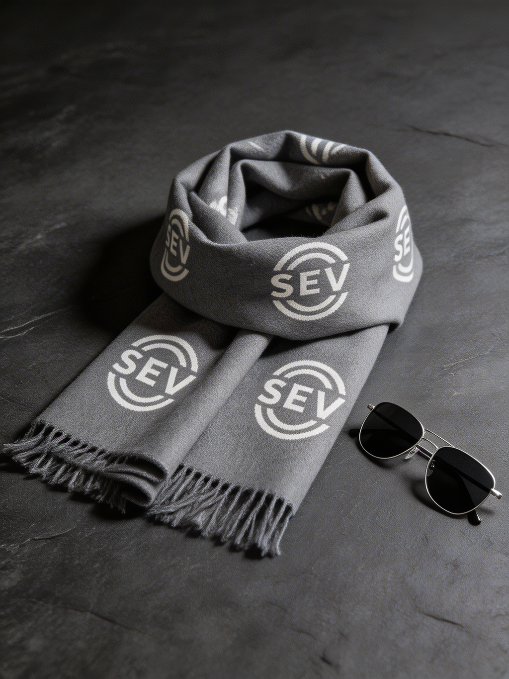 Winter Steel Scarf — SEV Grey Monogram — alternate view 2 of 4