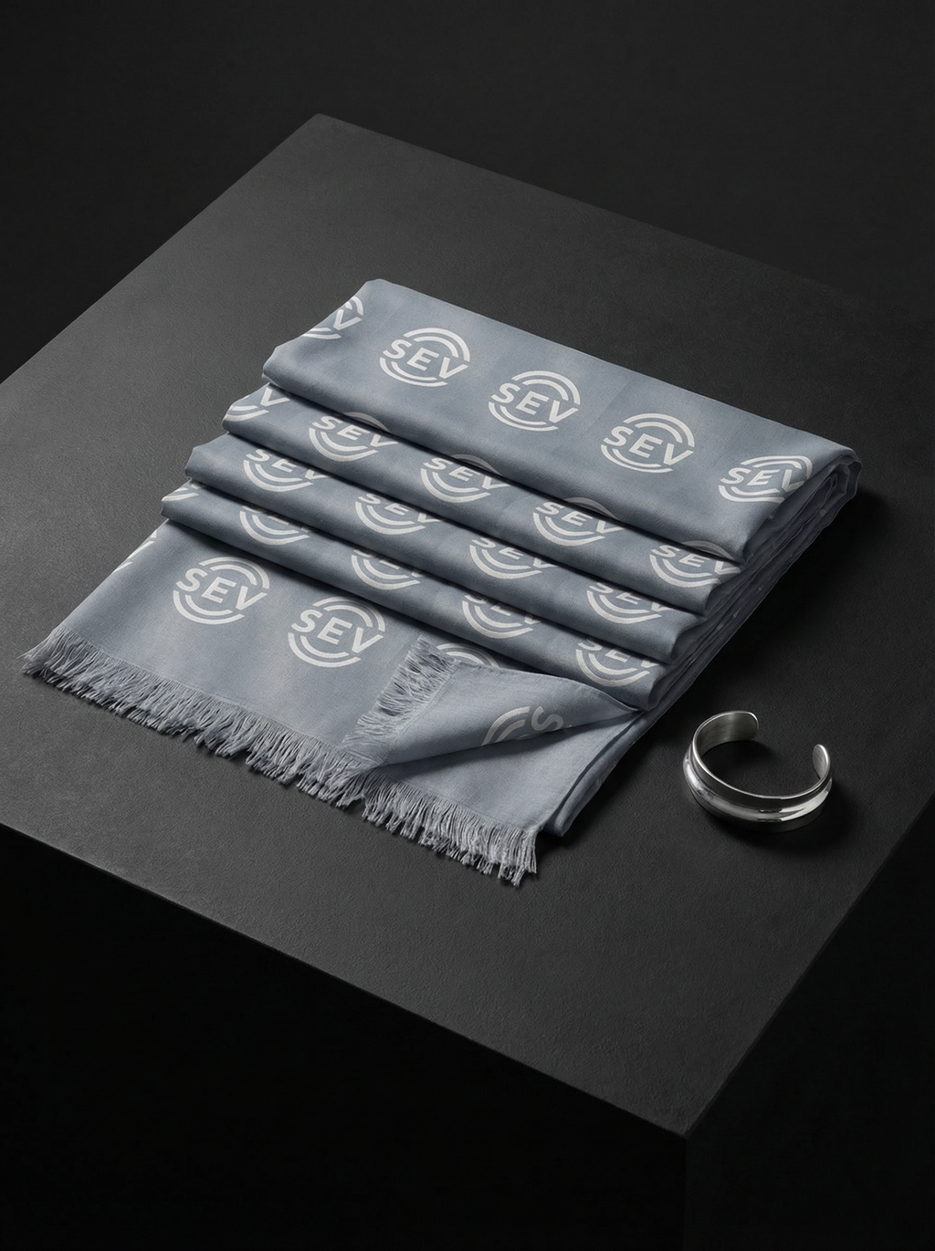 Winter Steel Scarf — SEV Grey Monogram (Dense) — alternate view 2 of 4