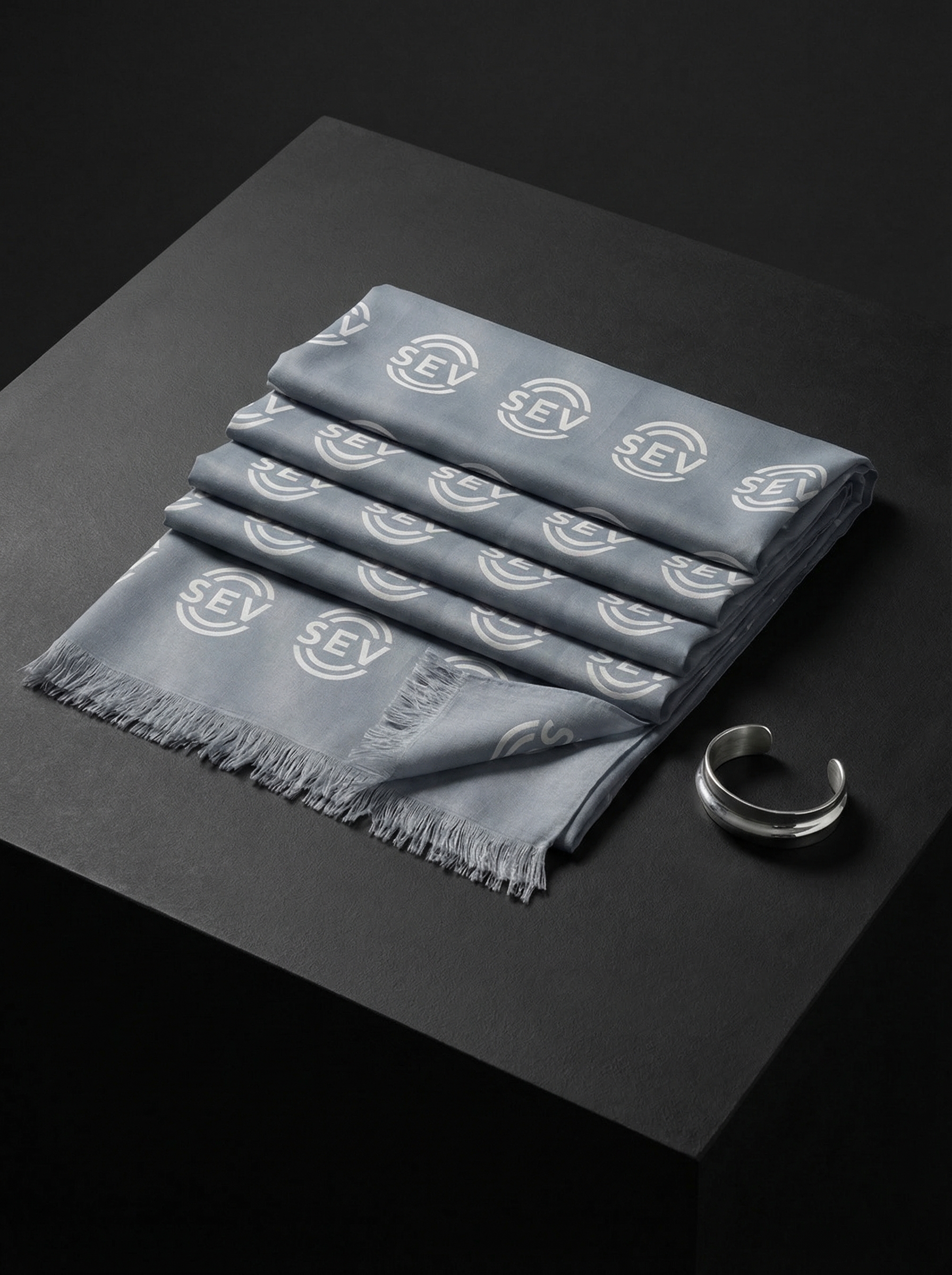 Winter Steel Scarf — SEV Grey Monogram (Dense) — alternate view 2 of 4