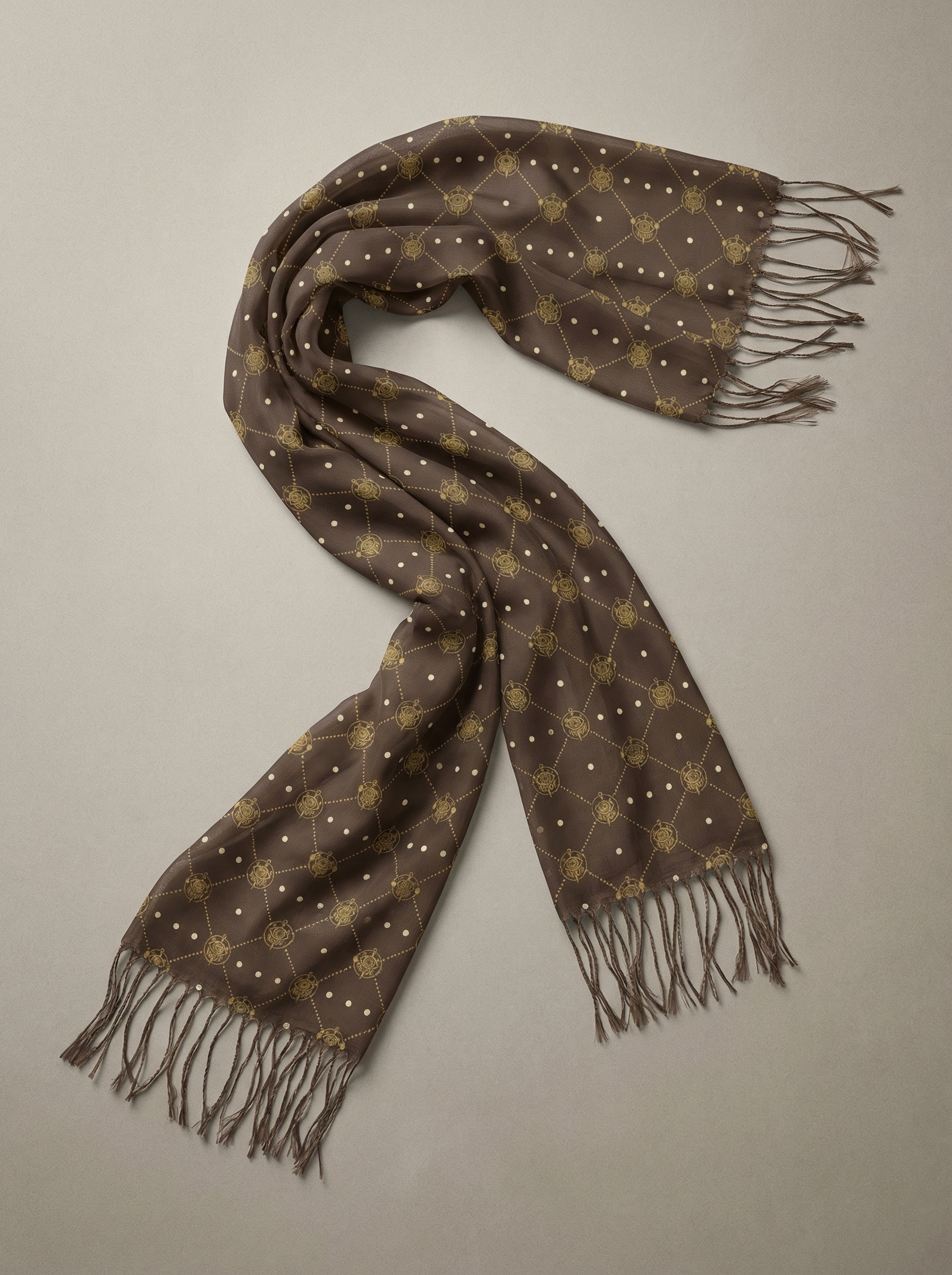 Deep Cocoa Scarf — SEV Diamond Monogram — alternate view 4 of 5