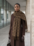 Deep Cocoa Scarf — SEV Diamond Monogram — alternate view 1 of 5