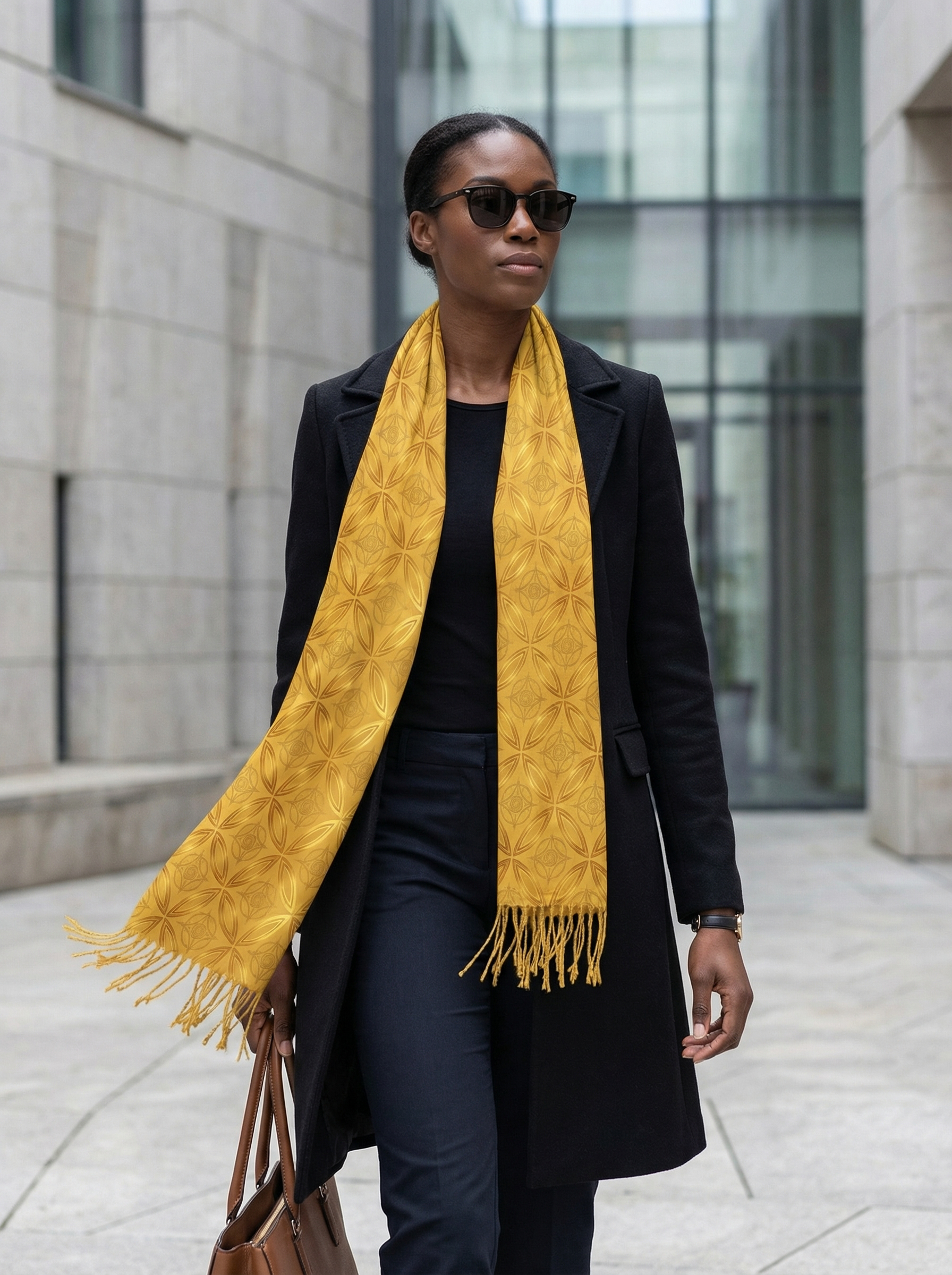 Radiant Saffron Scarf — SEV Dual Scale Monogram — alternate view 1 of 5