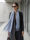 Refined Powder Sky Blue Scarf — SEV Linear Weave Monogram (Mirrored Flow) — alternate view 1 of 5