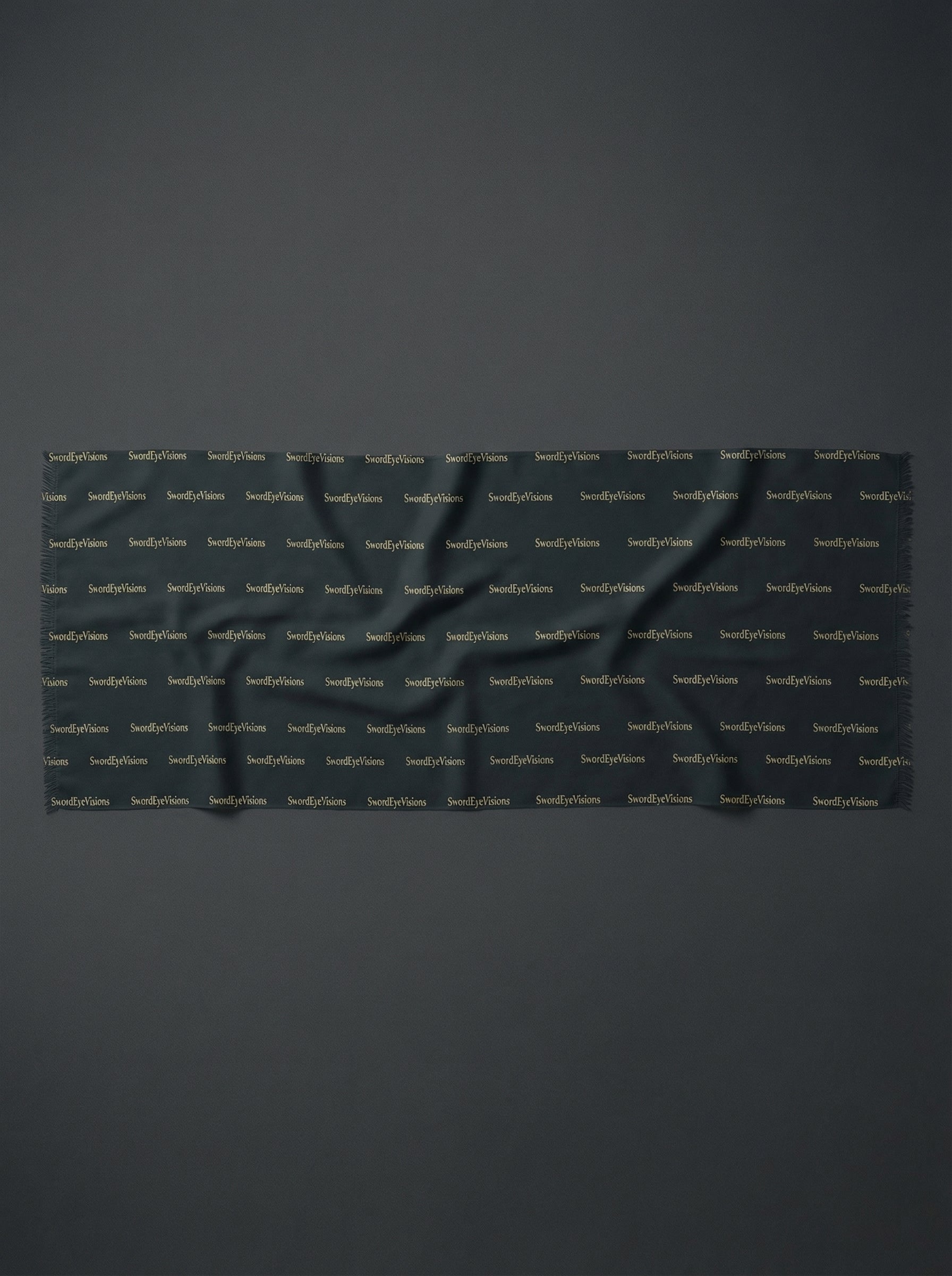 Noir Graphite Gold Scarf — SEV Wordmark Pattern — alternate view 3 of 5