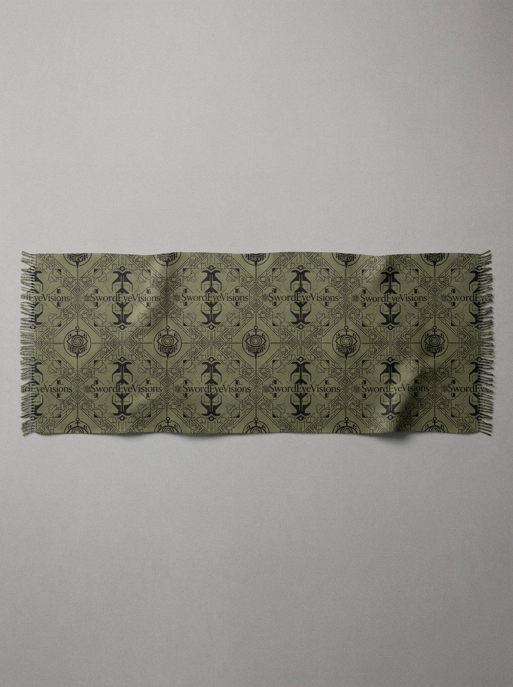 Utility Olive Noir Scarf — SEV Overlaid Interlock Pattern — alternate view 2 of 6
