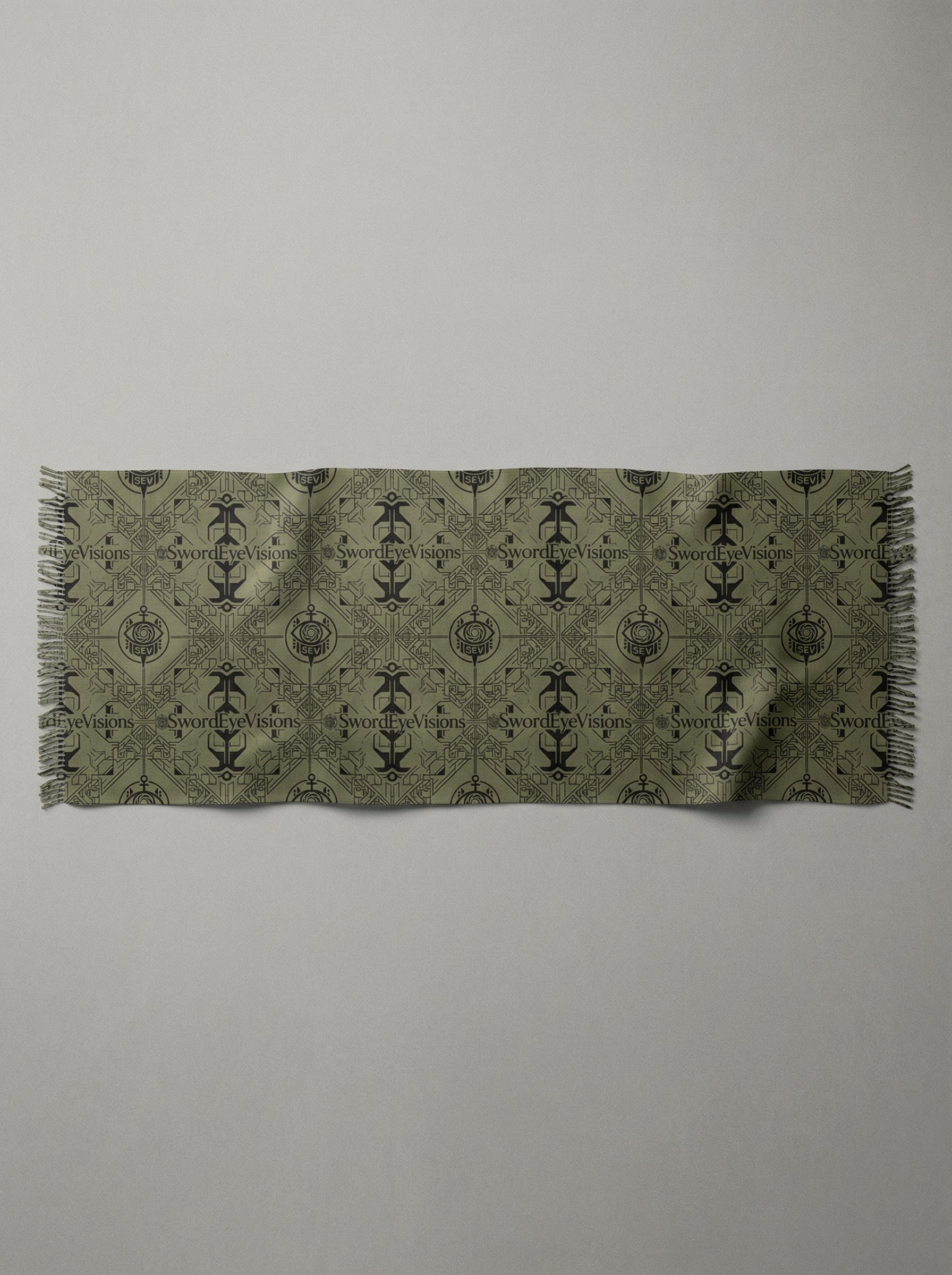 Utility Olive Noir Scarf — SEV Overlaid Interlock Pattern — alternate view 2 of 6