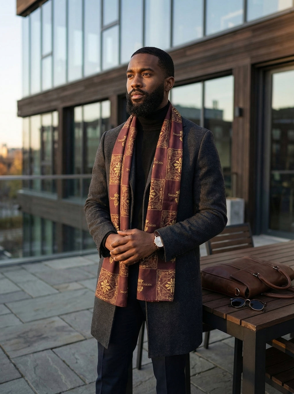 Imperial Burgundy Gold Scarf — SEV Shadow Layer V2 — alternate view 1 of 6