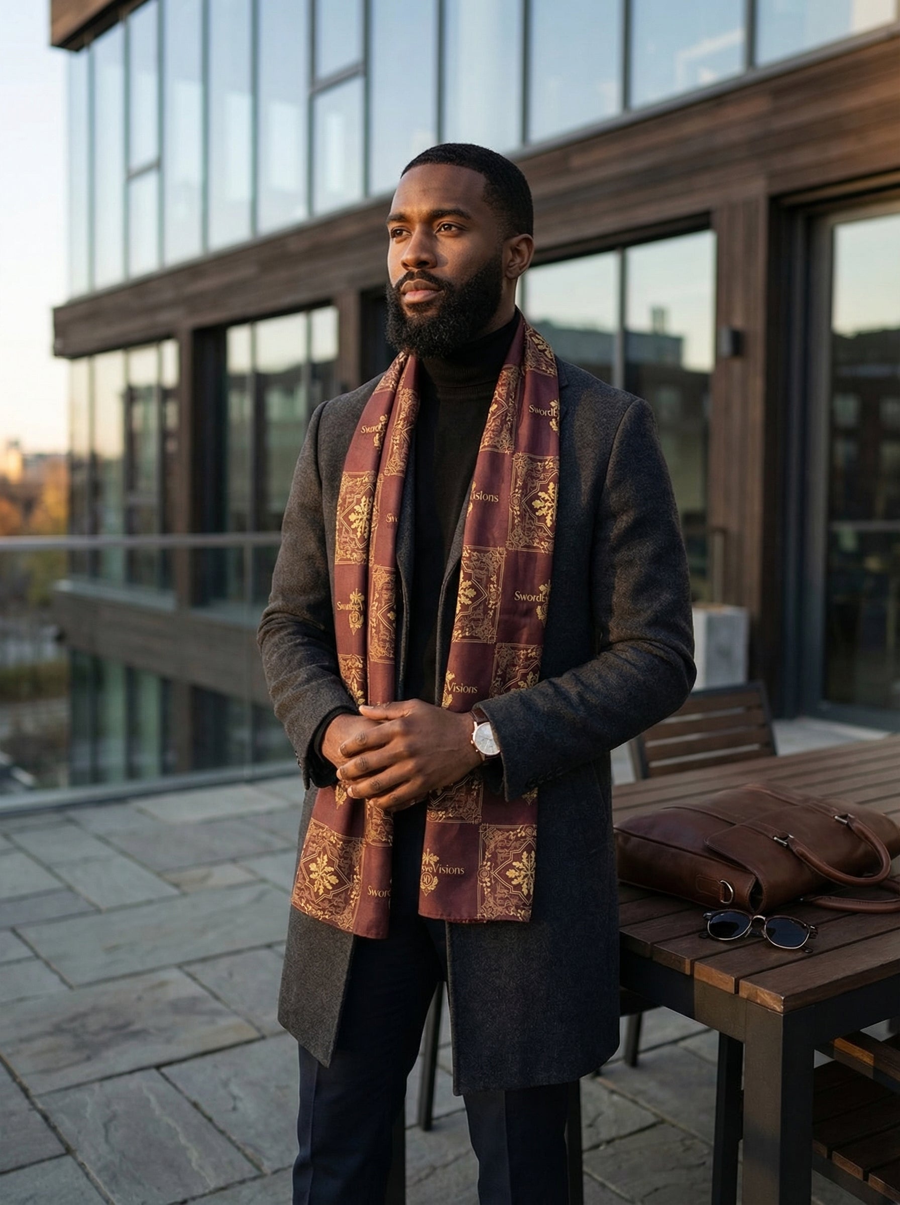Imperial Burgundy Gold Scarf — SEV Shadow Layer V2 — alternate view 1 of 6