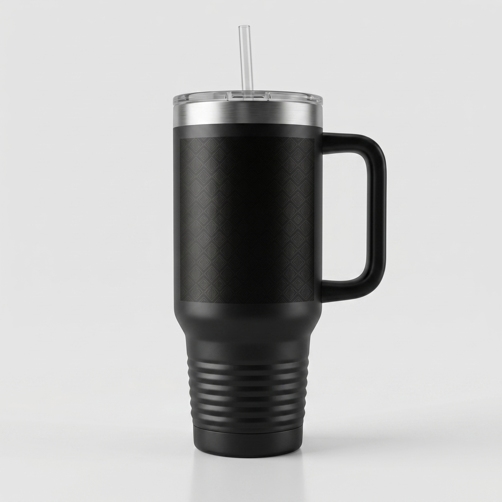SEV INSULATED TRAVEL MUG WITH HANDLE — NOIR GRAPHITE DIAMOND LINEAR — alternate view 3 of 11