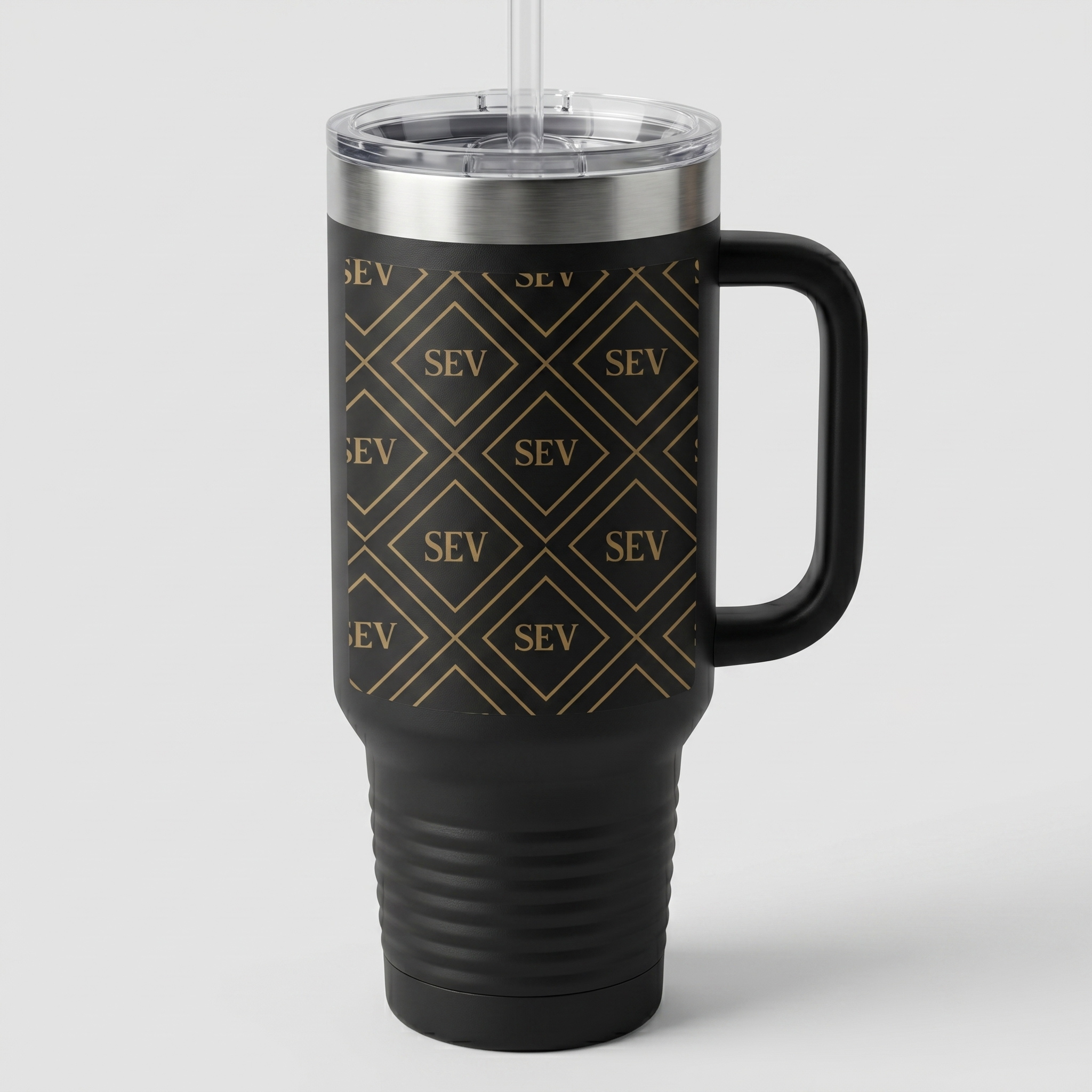 SEV INSULATED TRAVEL MUG WITH HANDLE — NOIR GRAPHITE DIAMOND MONOGRAM — alternate view 3 of 10