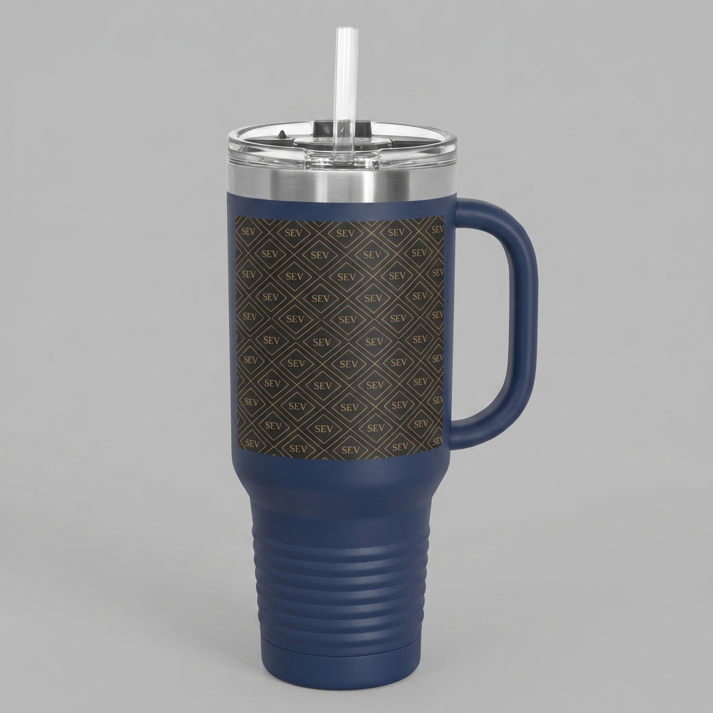 SEV INSULATED TRAVEL MUG WITH HANDLE — NOIR GRAPHITE DIAMOND MONOGRAM — alternate view 5 of 10