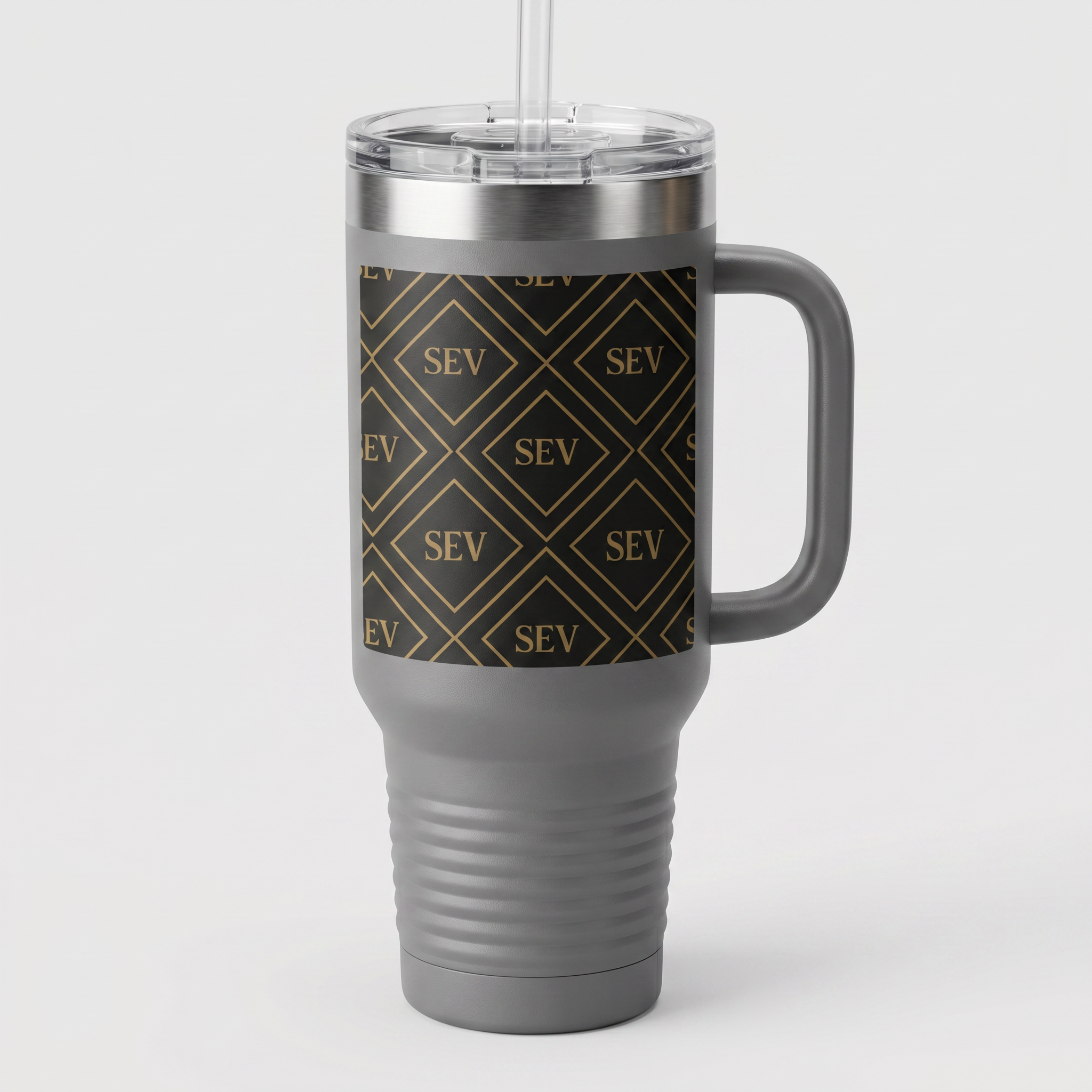 SEV INSULATED TRAVEL MUG WITH HANDLE — NOIR GRAPHITE DIAMOND MONOGRAM — alternate view 6 of 10