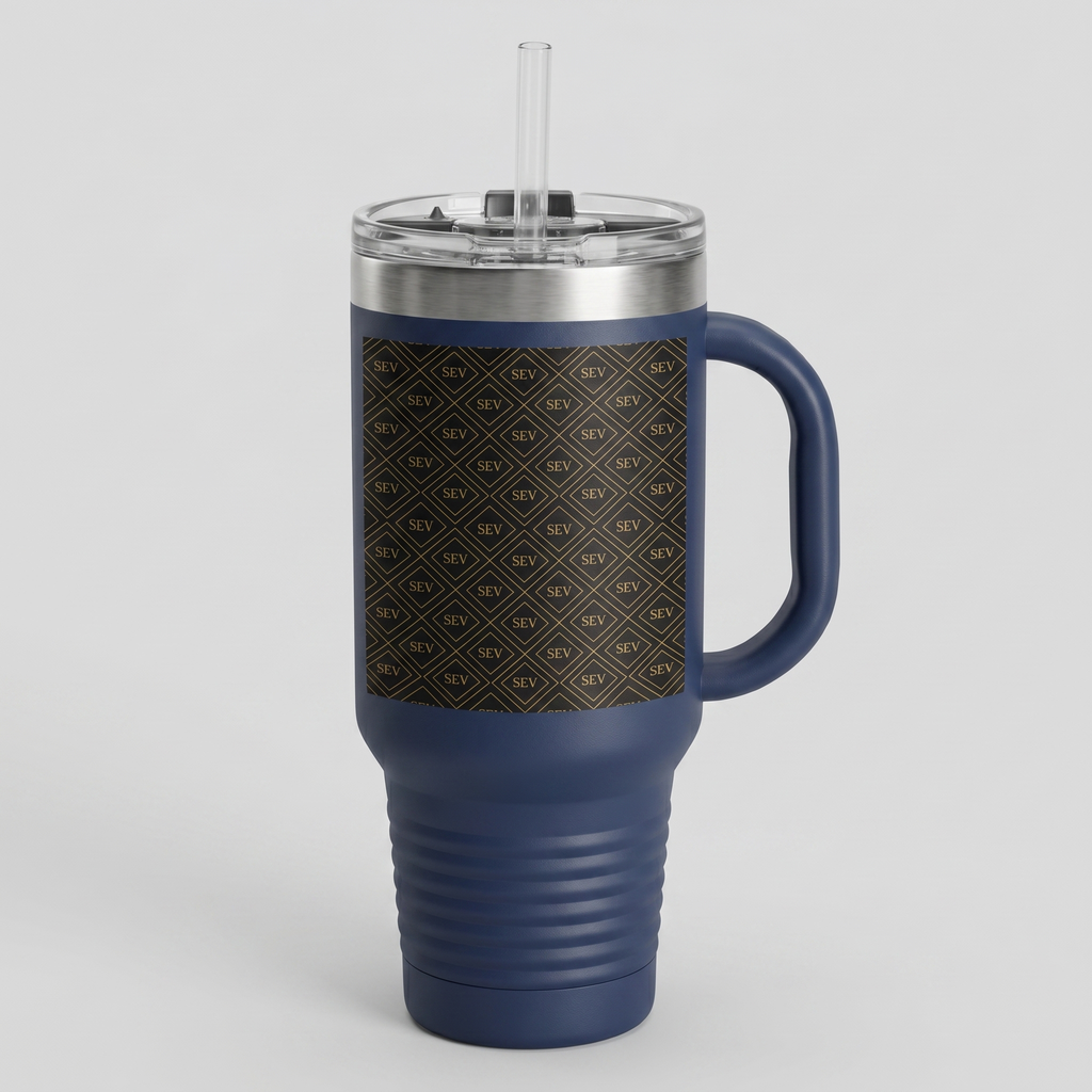 SEV INSULATED TRAVEL MUG WITH HANDLE — NOIR GRAPHITE DIAMOND MONOGRAM — alternate view 7 of 10