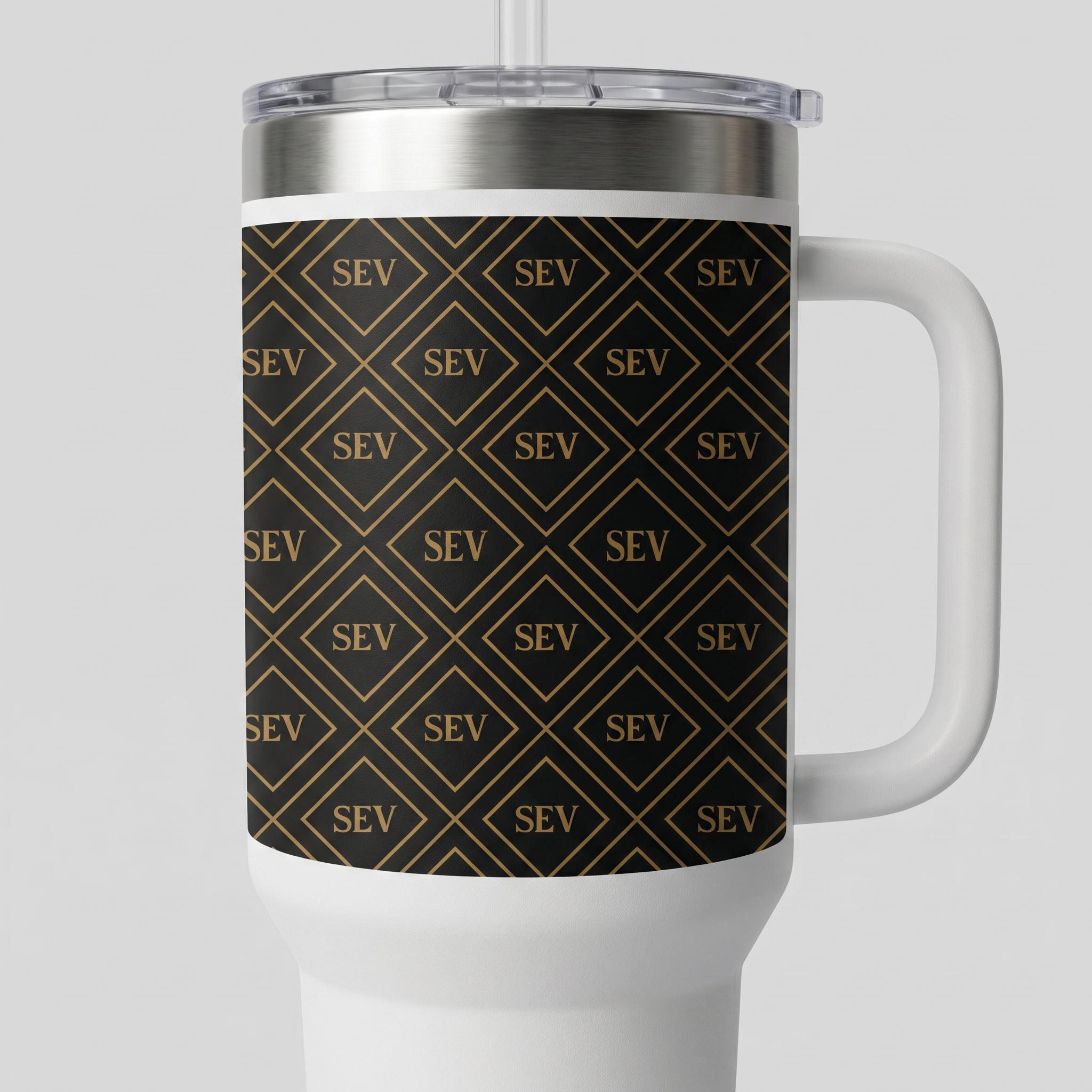 SEV INSULATED TRAVEL MUG WITH HANDLE — NOIR GRAPHITE DIAMOND MONOGRAM — alternate view 8 of 10
