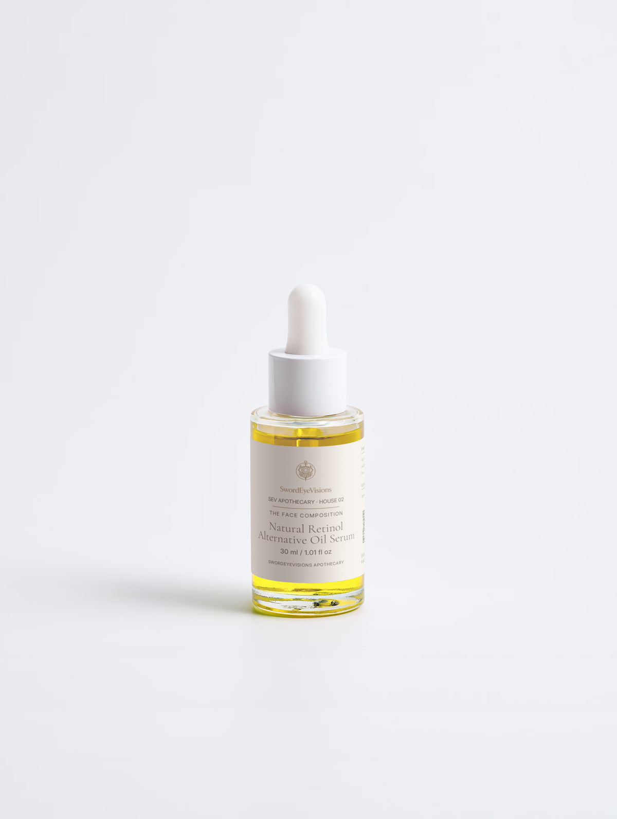 Natural Retinol Alternative Oil Serum — 30 ml bottle and carton shown together, The Face Composition.