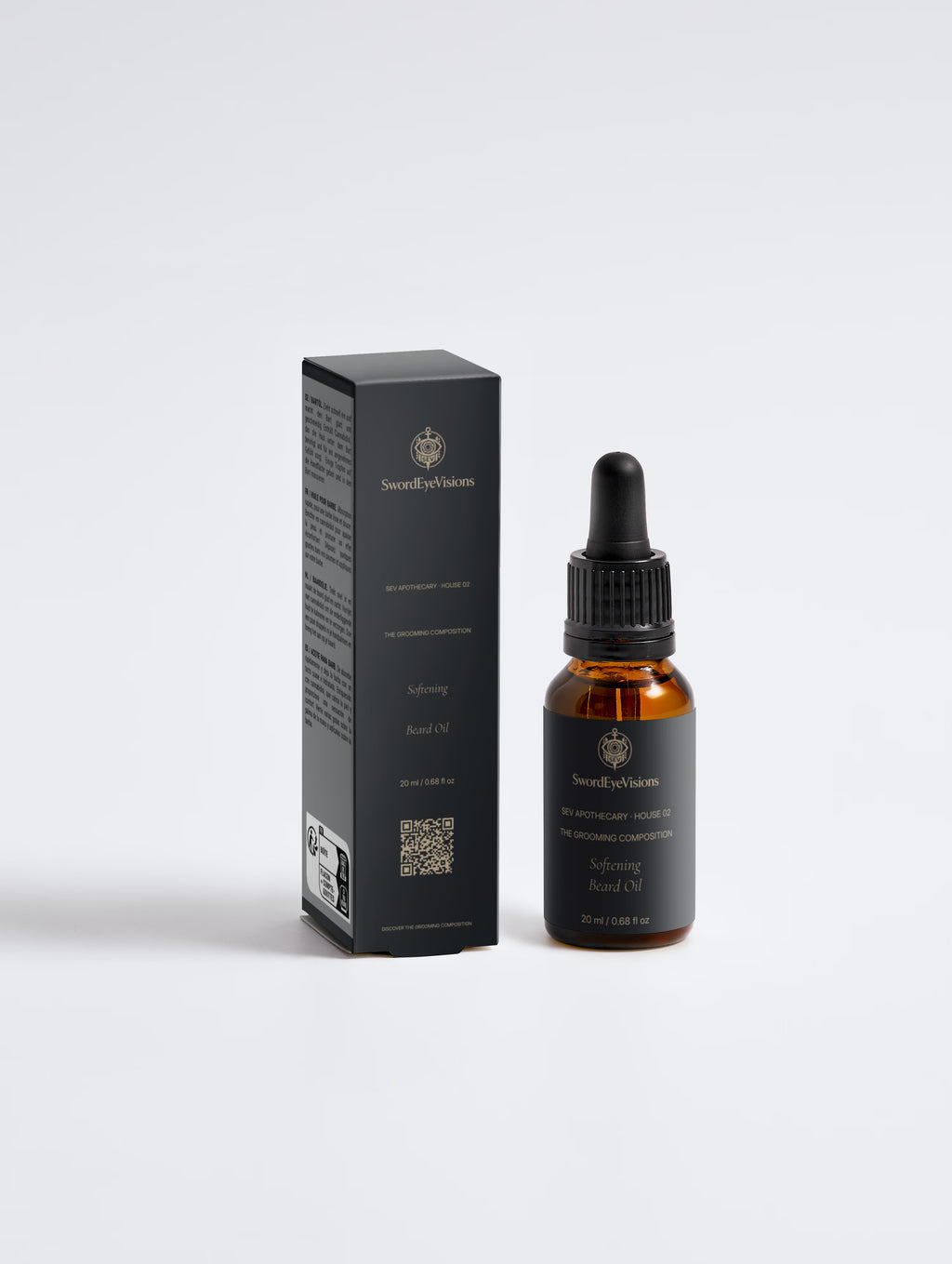 SEV Apothecary Softening Beard Oil 20 ml bottle with Grooming Composition carton