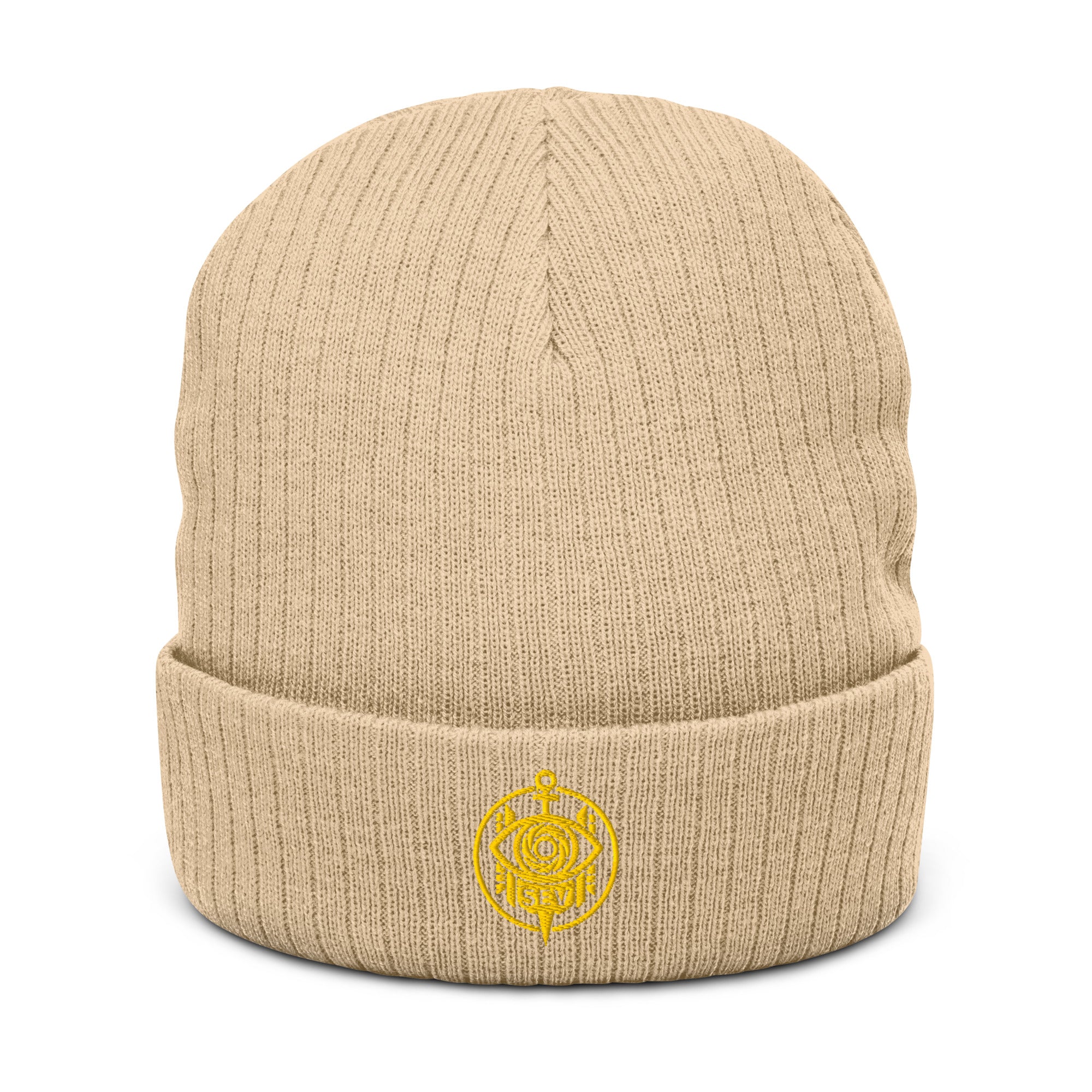 SEV GoldCream Ribbed Beanie – Muted Sand Edition — alternate view 1 of 1