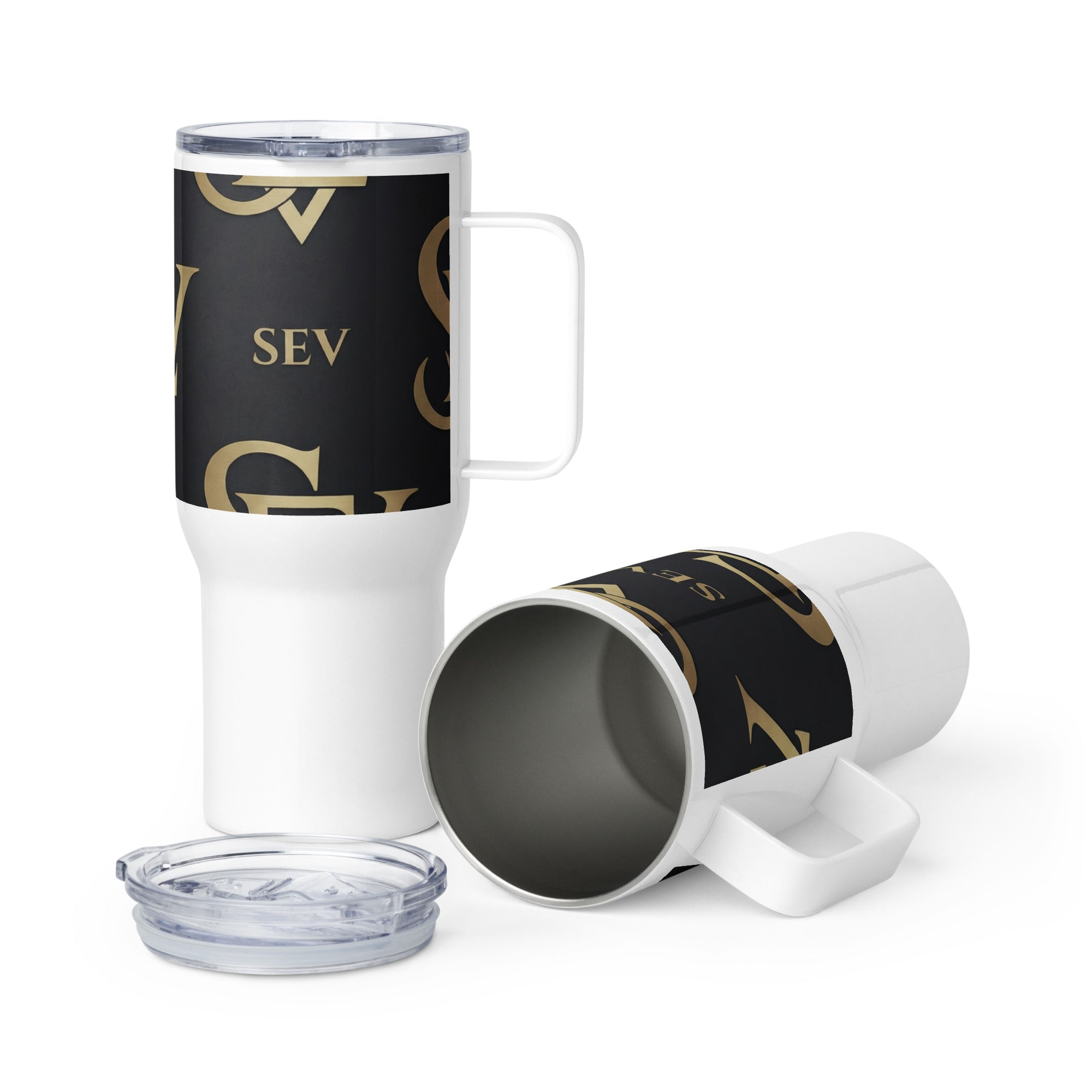 NOIR GRAPHITE TRAVEL MUG WITH HANDLE — SIGNATURE NOIR GOLD — alternate view 3 of 7