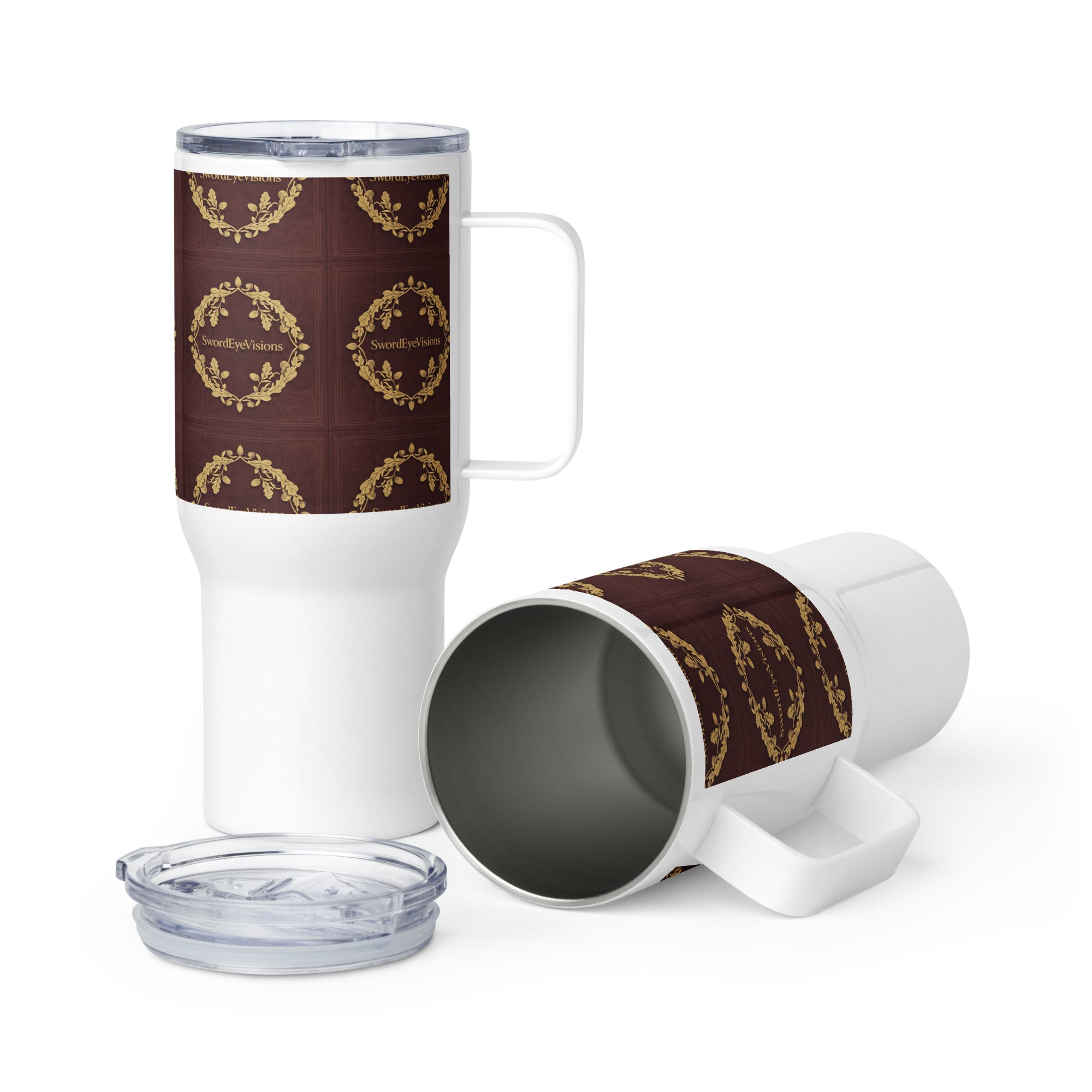 IMPERIAL BURGUNDY TRAVEL MUG WITH HANDLE — IMPERIAL BURGUNDY GOLD — alternate view 2 of 2