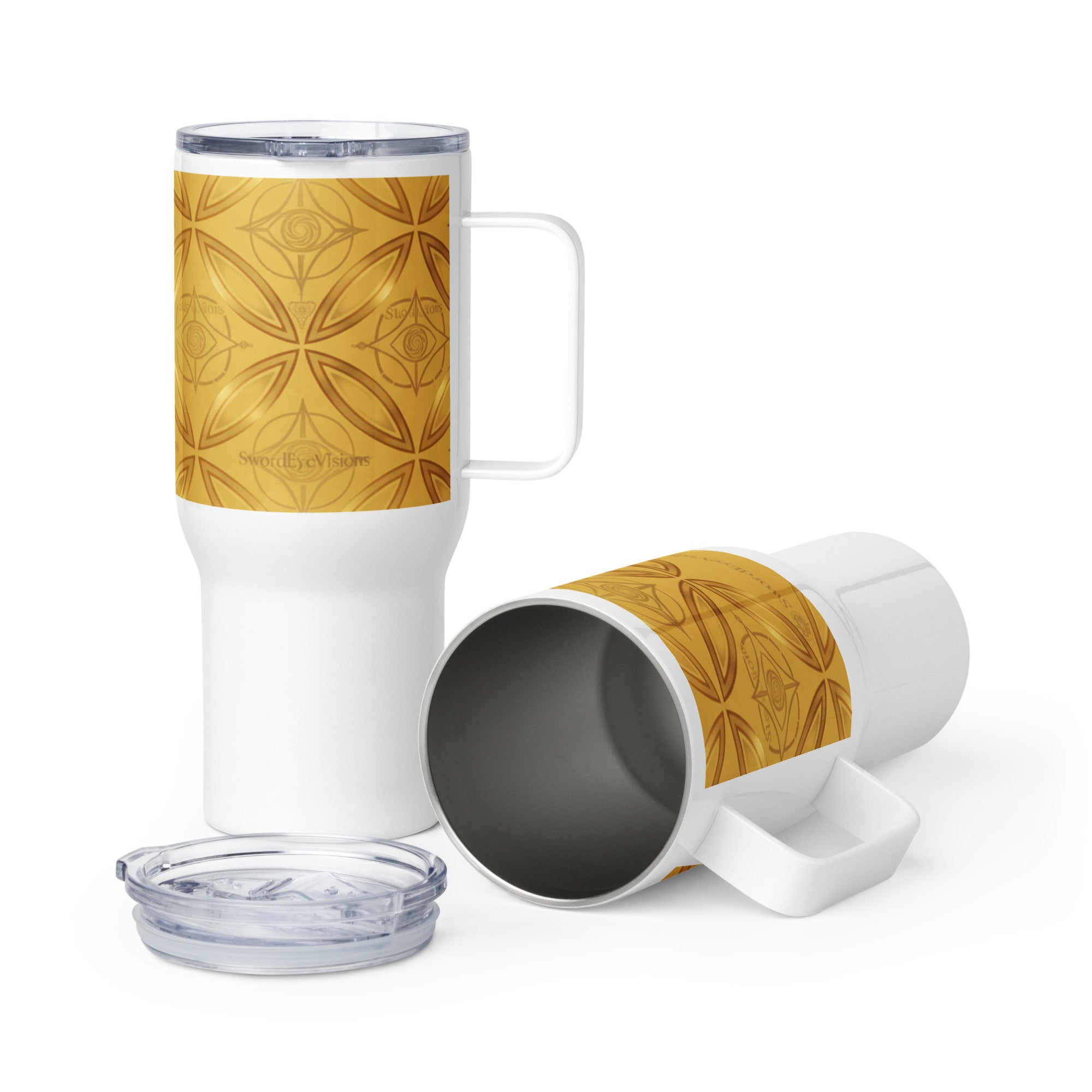 RADIANT SAFFRON TRAVEL MUG WITH HANDLE — SAFFRON GOLD — alternate view 2 of 2