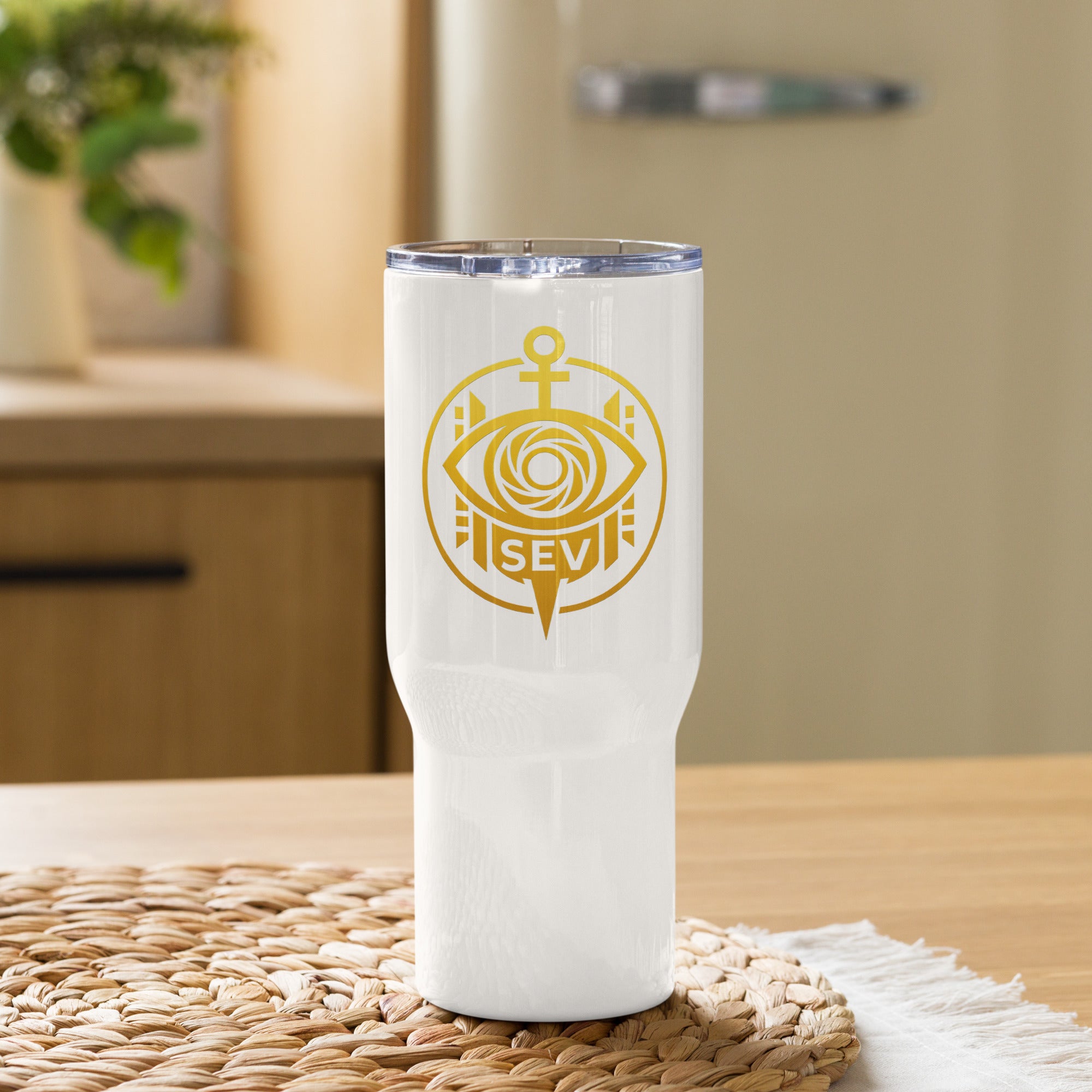 SEV GOLD CREST TRAVEL MUG WITH HANDLE — SIGNATURE GOLD CREST — alternate view 2 of 6