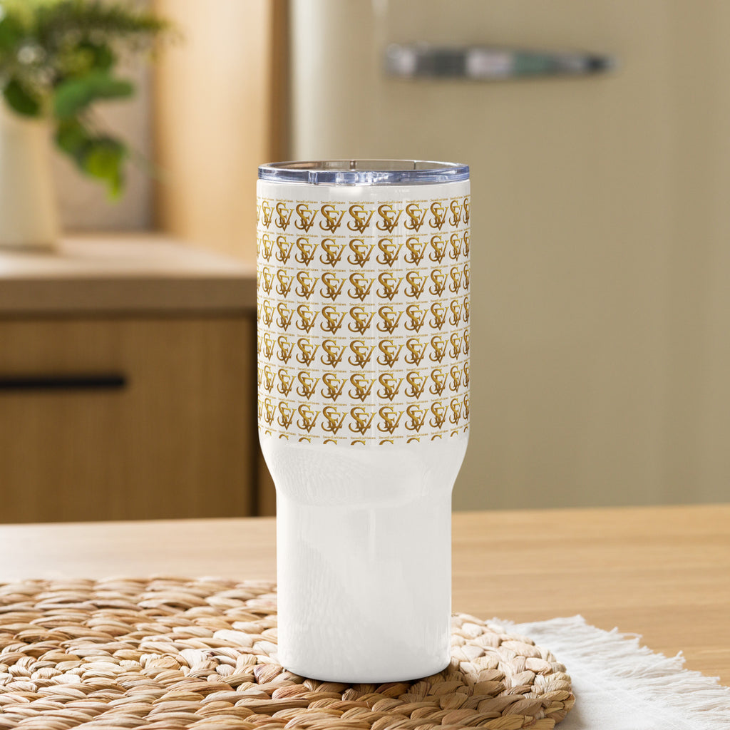 SEV GOLD SIGIL TRAVEL MUG WITH HANDLE — GOLD SIGIL & WORDMARK REPEAT — alternate view 2 of 6