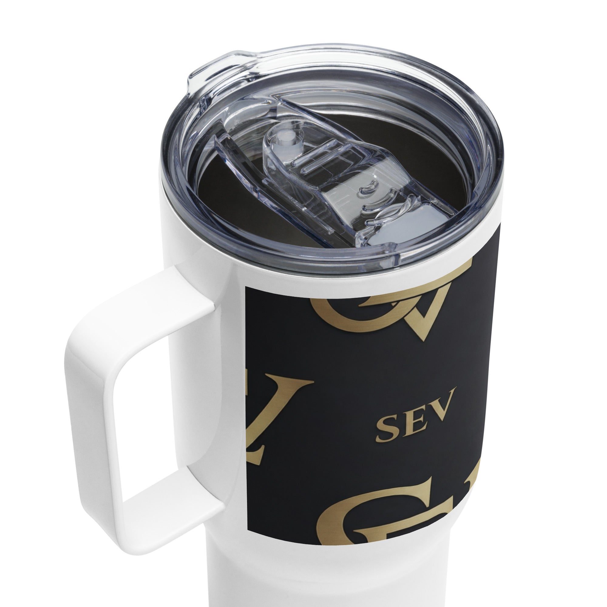 NOIR GRAPHITE TRAVEL MUG WITH HANDLE — SIGNATURE NOIR GOLD — alternate view 4 of 7