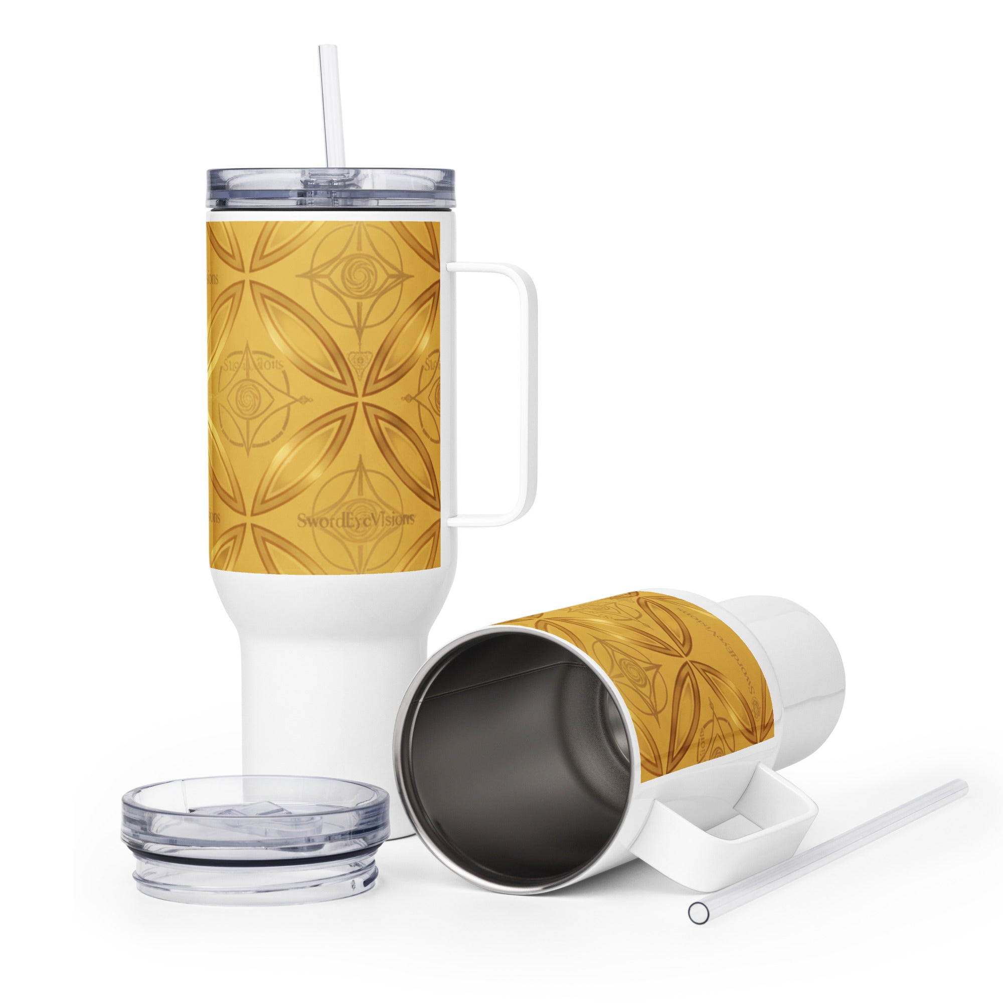 RADIANT SAFFRON TRAVEL MUG WITH HANDLE — SAFFRON GOLD — alternate view 1 of 2