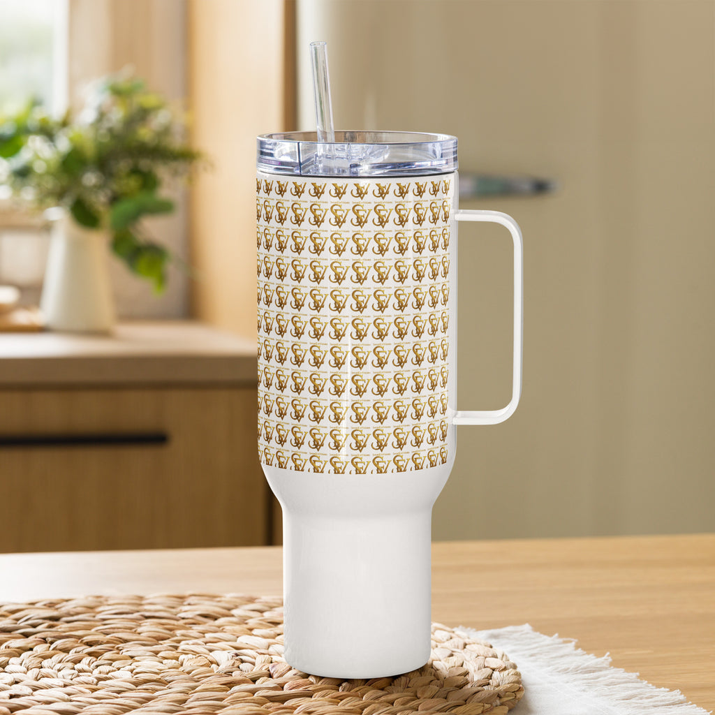 SEV GOLD SIGIL TRAVEL MUG WITH HANDLE — GOLD SIGIL & WORDMARK REPEAT — alternate view 6 of 6